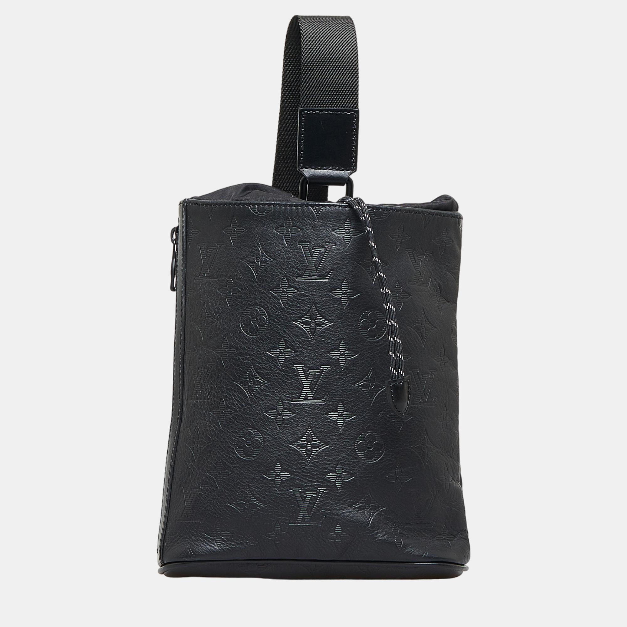 Louis Vuitton Black Monogram Shadow Chalk Sling Bag