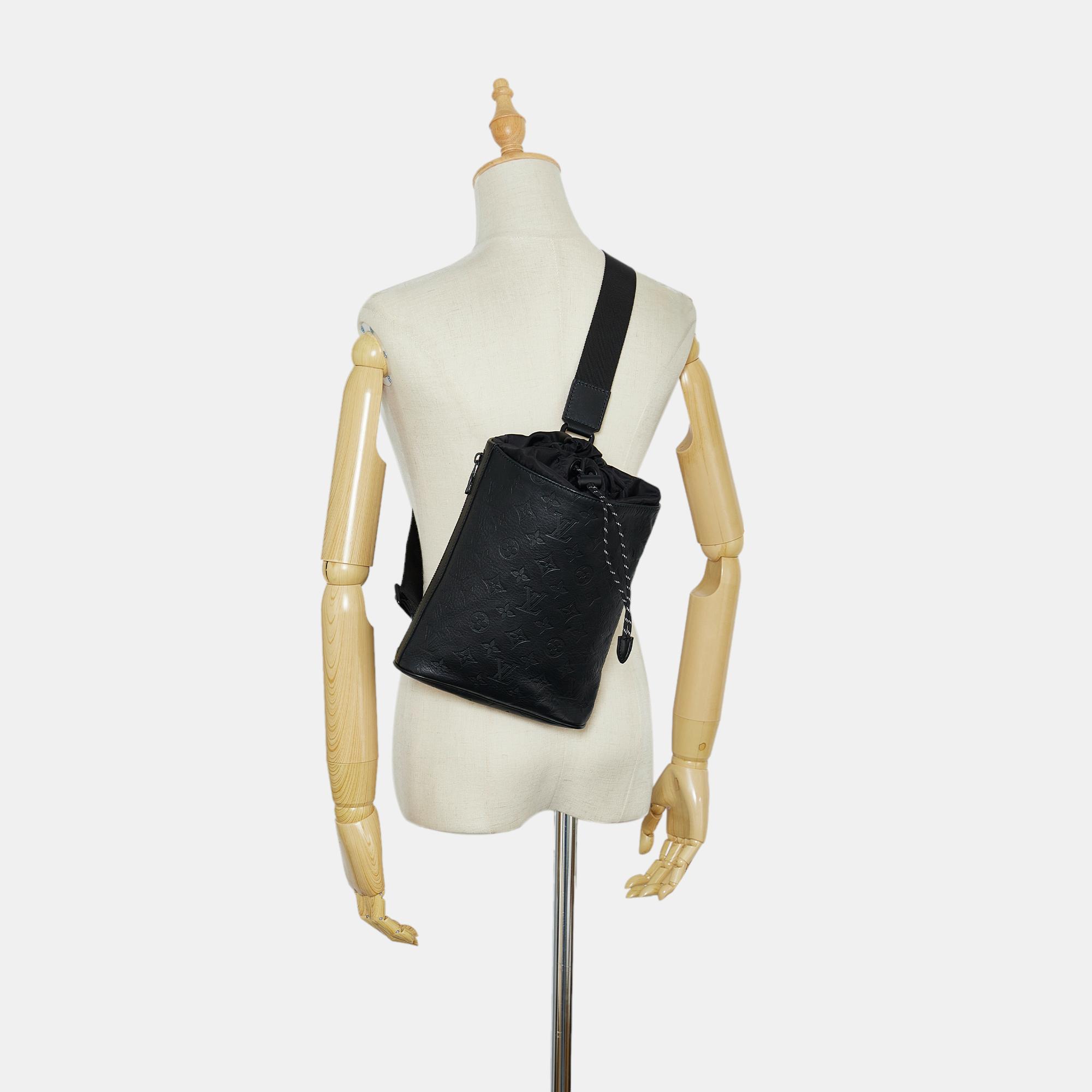 Louis Vuitton Black Monogram Shadow Chalk Sling Bag
