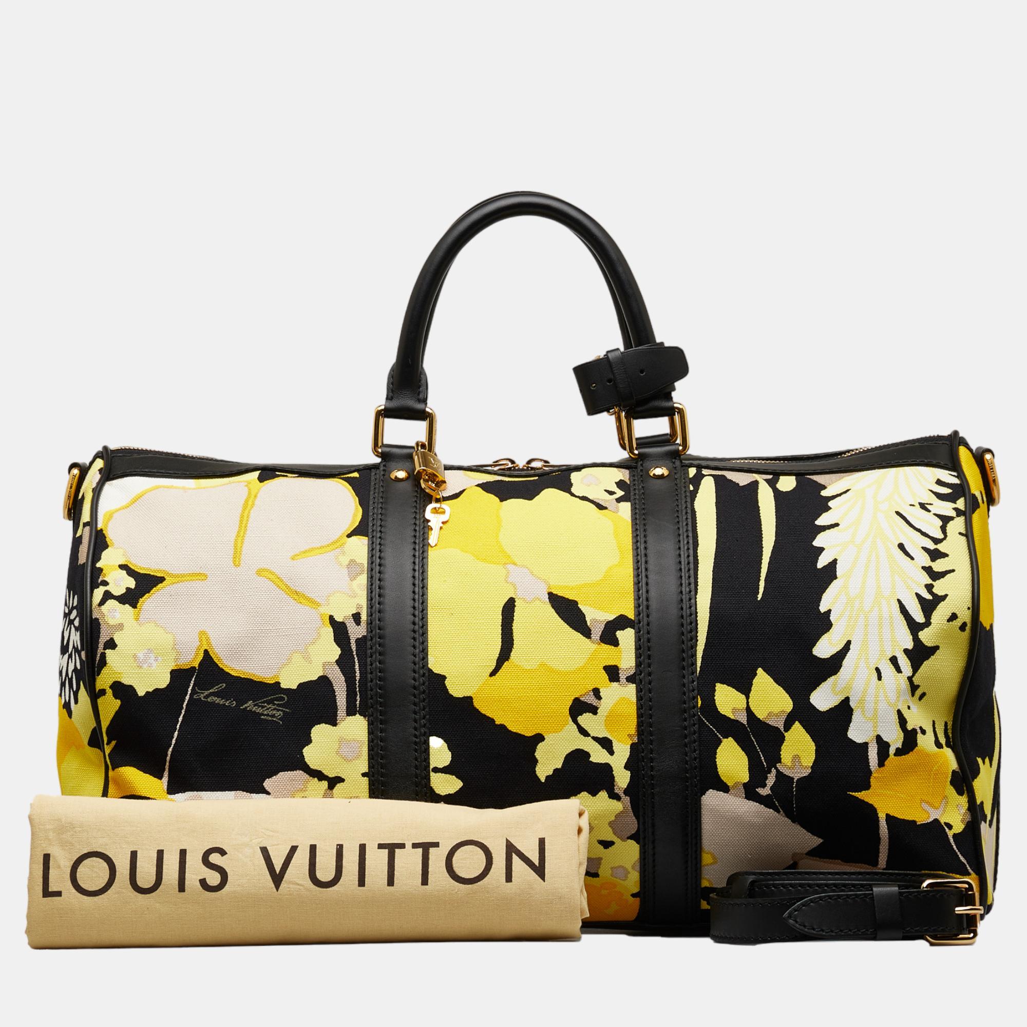 Louis Vuitton Yellow Toile Canwan Keepall Bandouliere 50