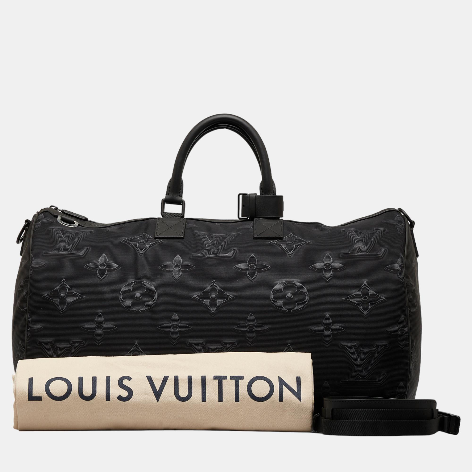 Louis Vuitton Black Monogram 3D 2054 Reversible Keepall Bandouliere 50