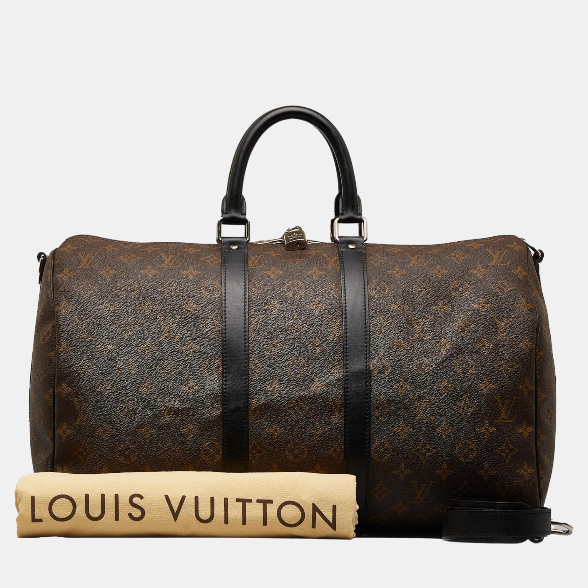 Louis Vuitton Brown Monogram Macassar Keepall Bandouliere