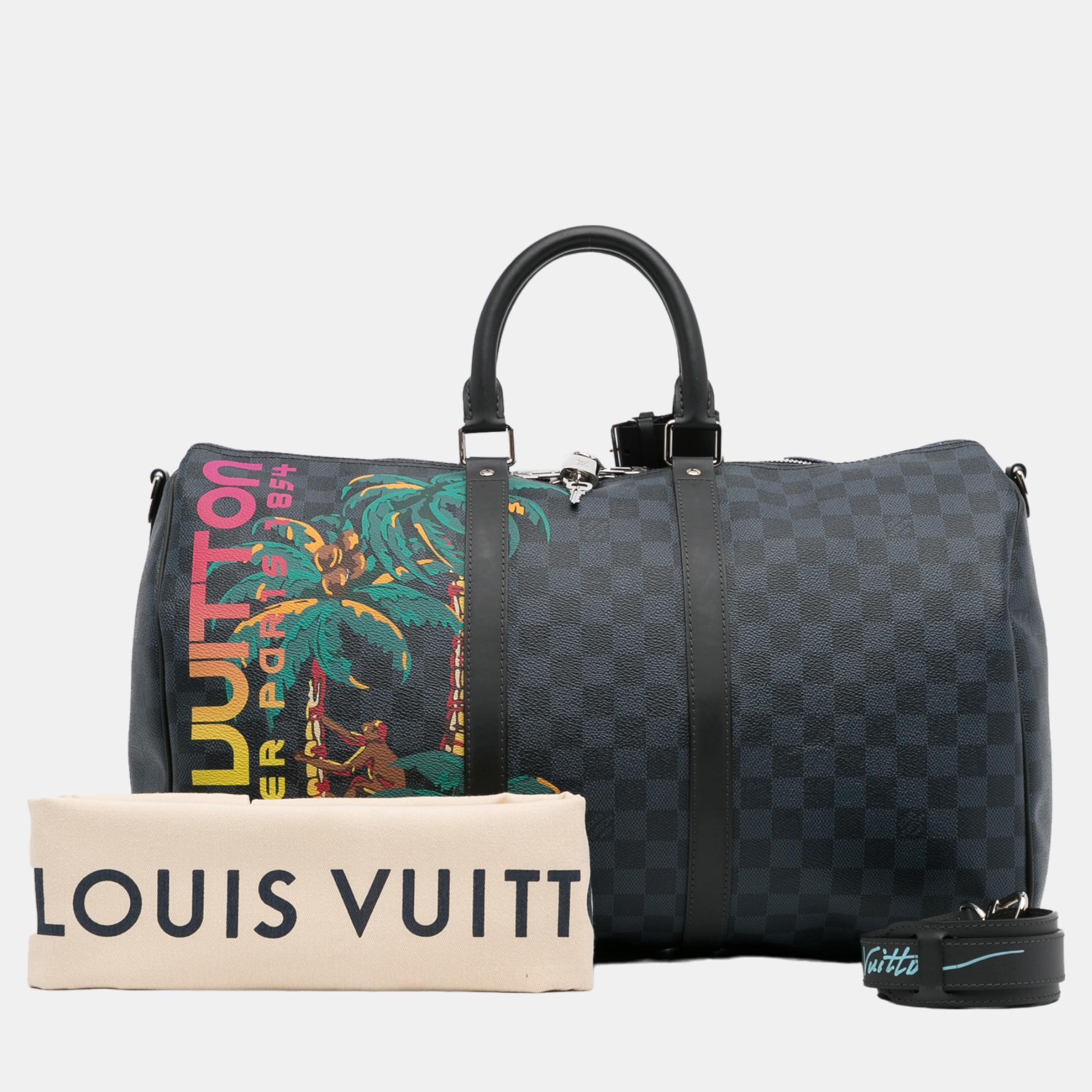 Louis Vuitton Black Damier Cobalt Keepall Bandouliere