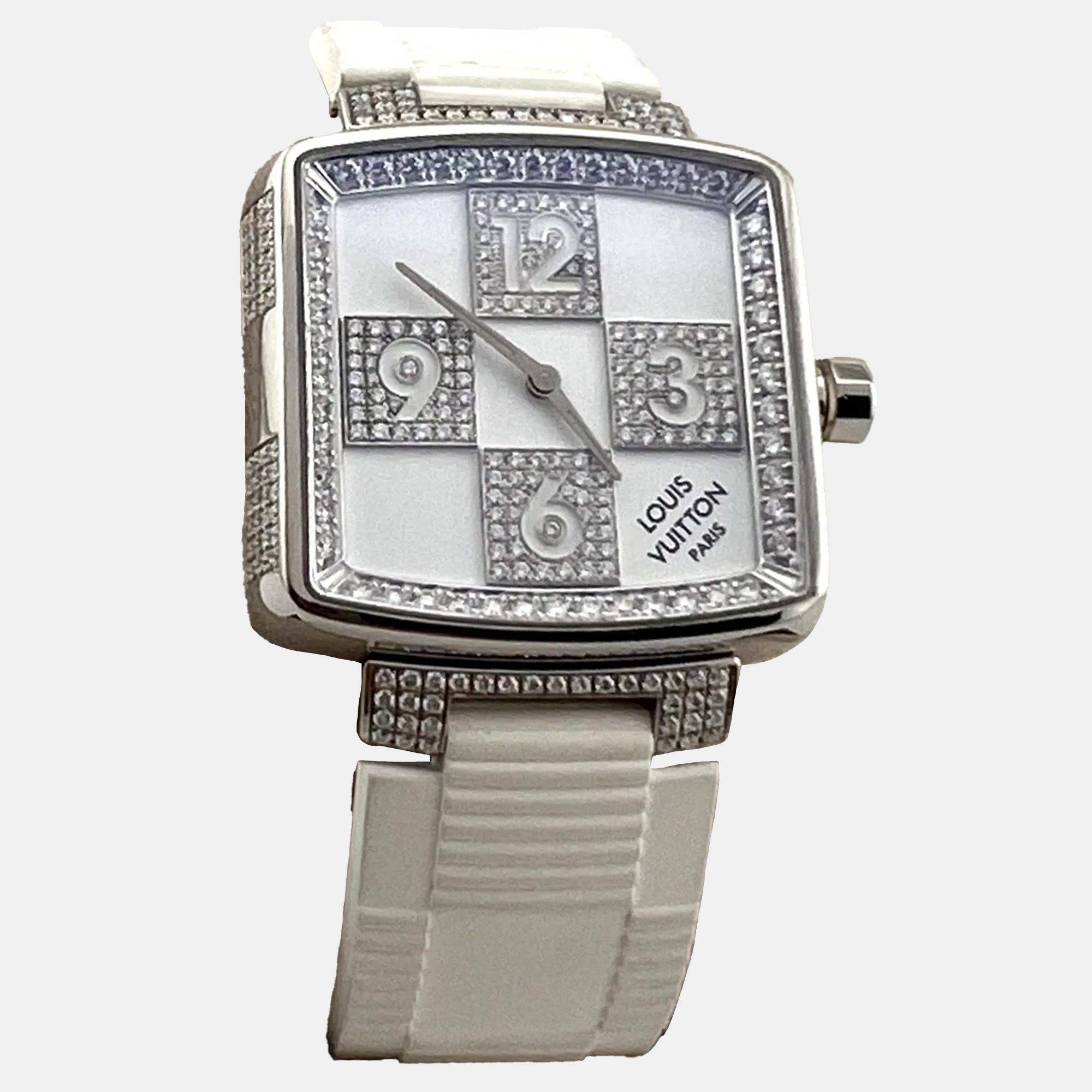 Louis Vuitton Damier Speedy Limited Edition Q231C Quartz White Gold Diamond Unisex Wristwatch 33 mm
Louis Vuitton Damier Speedy Limited Edition Q231C Quartz White Gold Diamond Unisex Wristwatch 33 mm