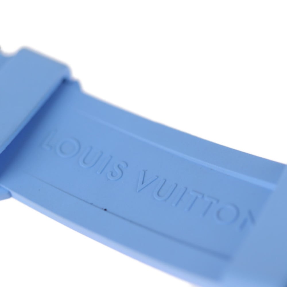 Louis Vuitton Blue Diamonds Stainless Steel Tambour Q1330 Quartz Women's Wristwatch 35 Mm