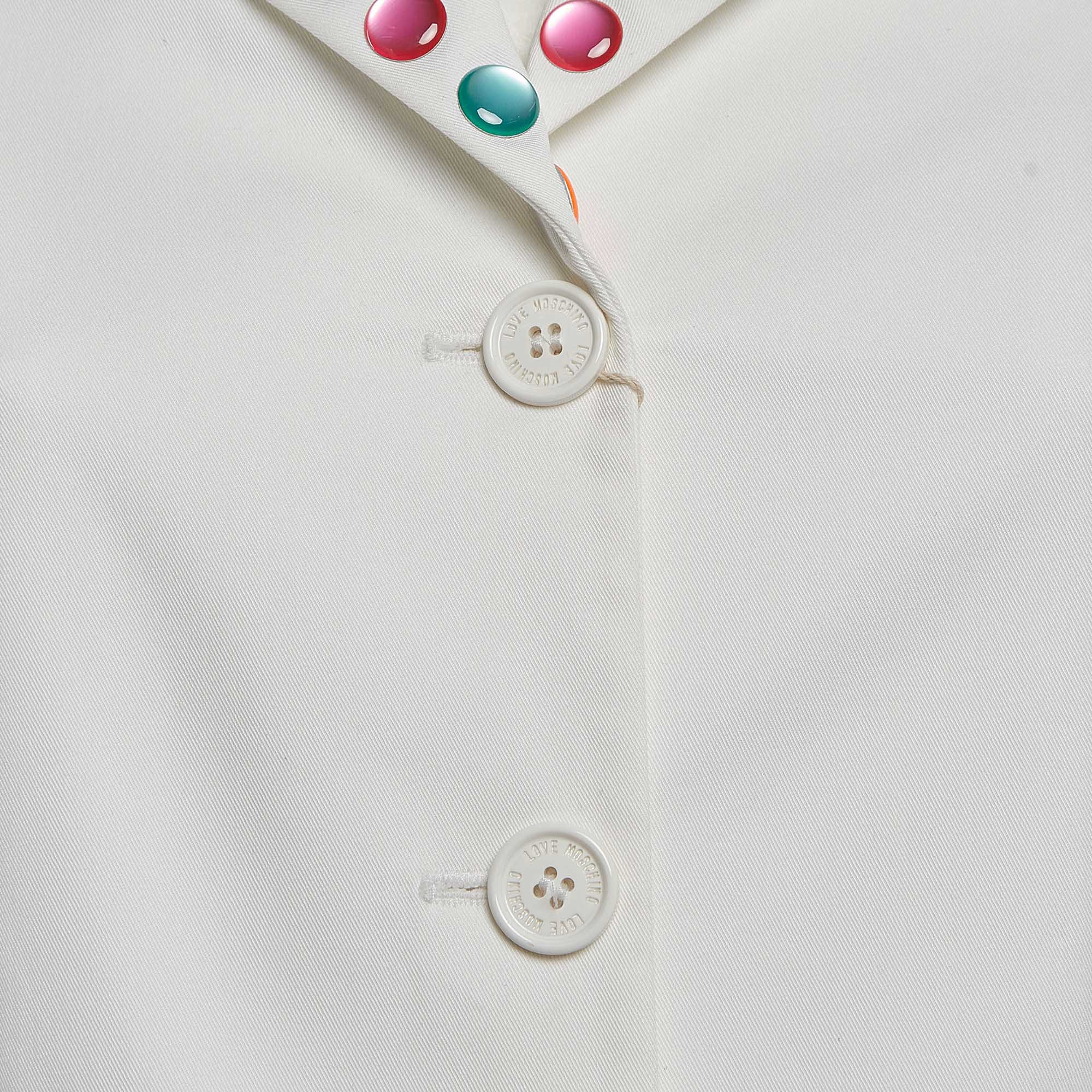 Love Moschino White Multicolor Stud Embellished Gabardine Blazer S