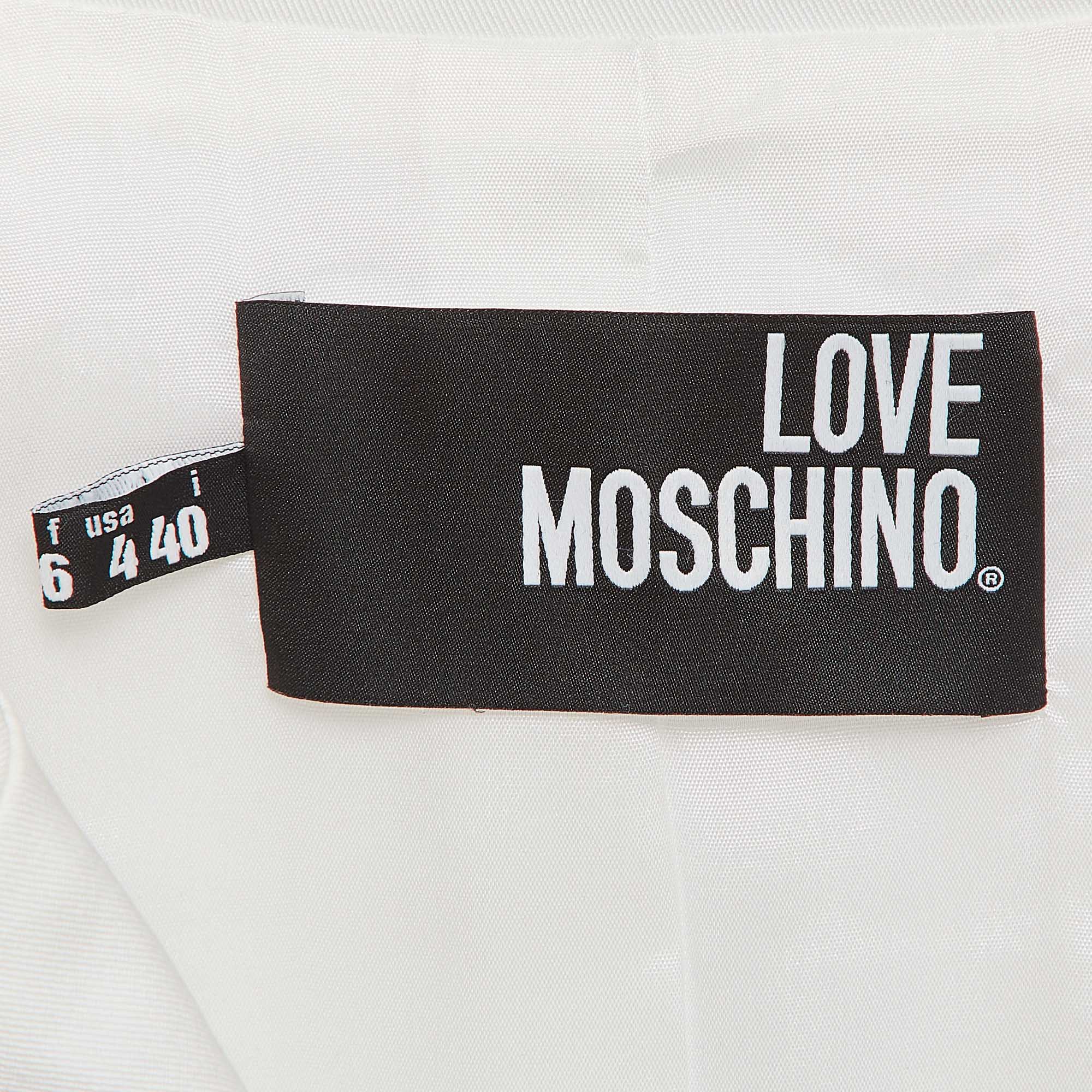 Love Moschino White Multicolor Stud Embellished Gabardine Blazer S