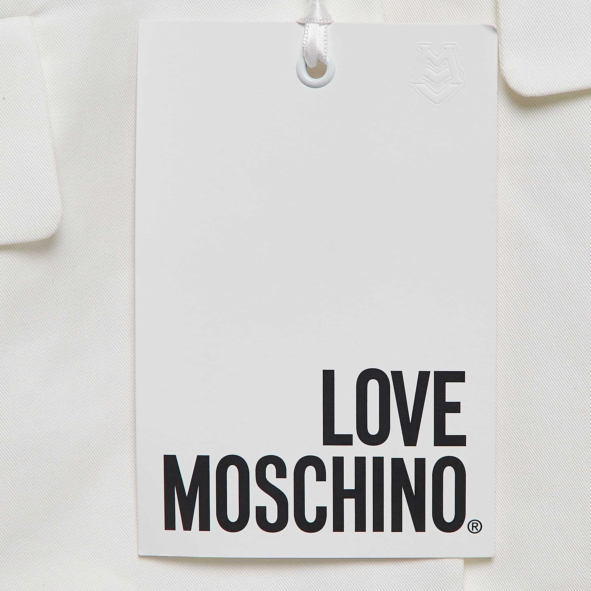 Love Moschino White Multicolor Stud Embellished Gabardine Blazer S