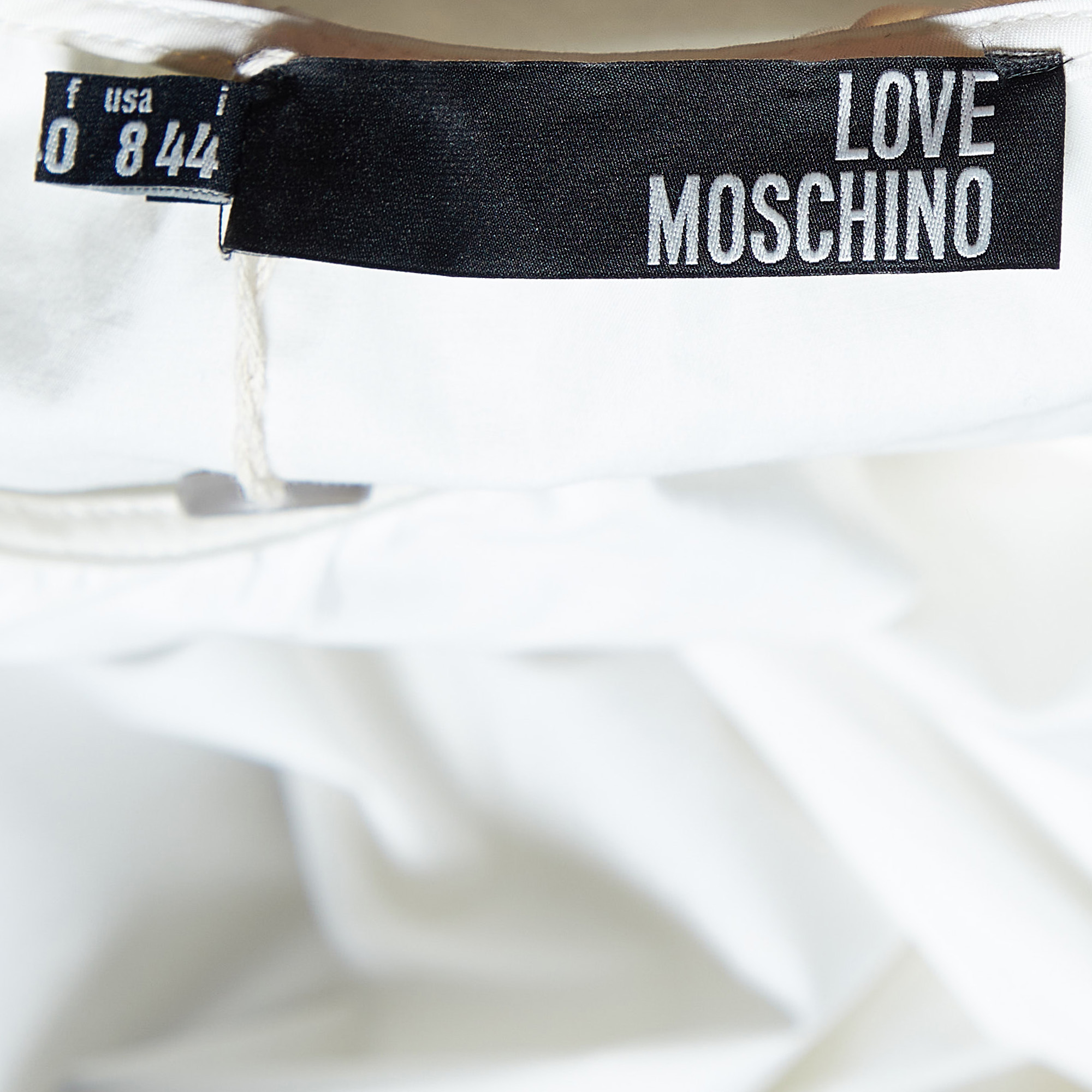 Love Moschino White Cotton Ruffle Detail Knee Length Dress M