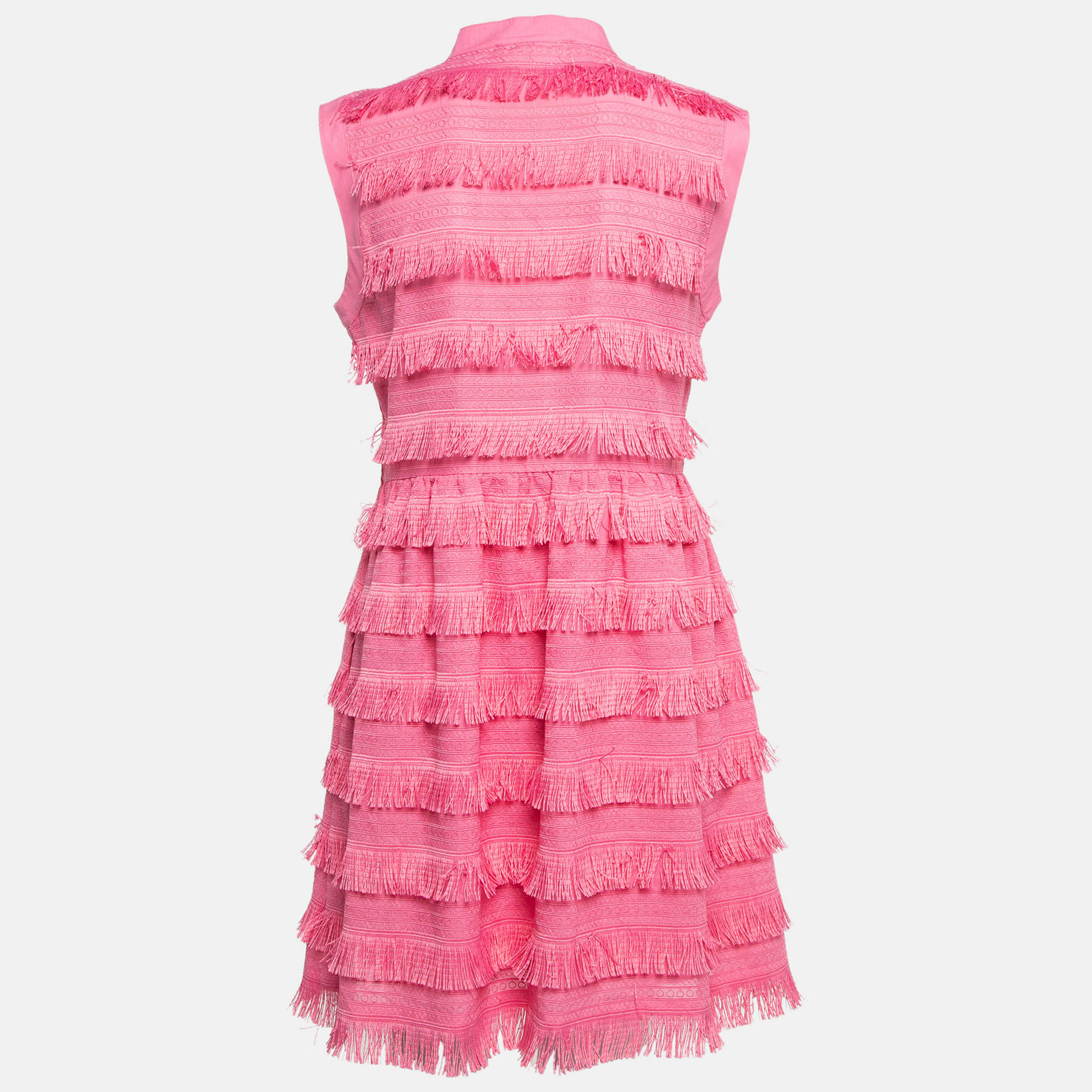 Love Moschino Pink Cotton Fringed Detail Shirt Dress M