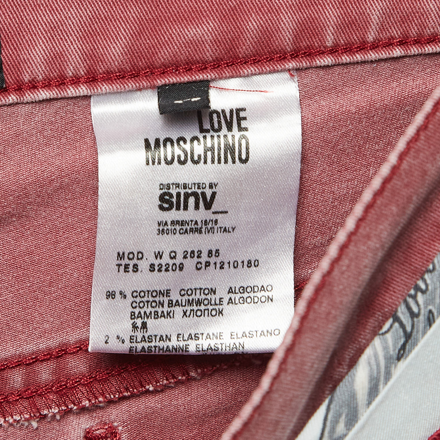 Love Moschino Burgundy Washed Denim Belted Jeans M Waist 34