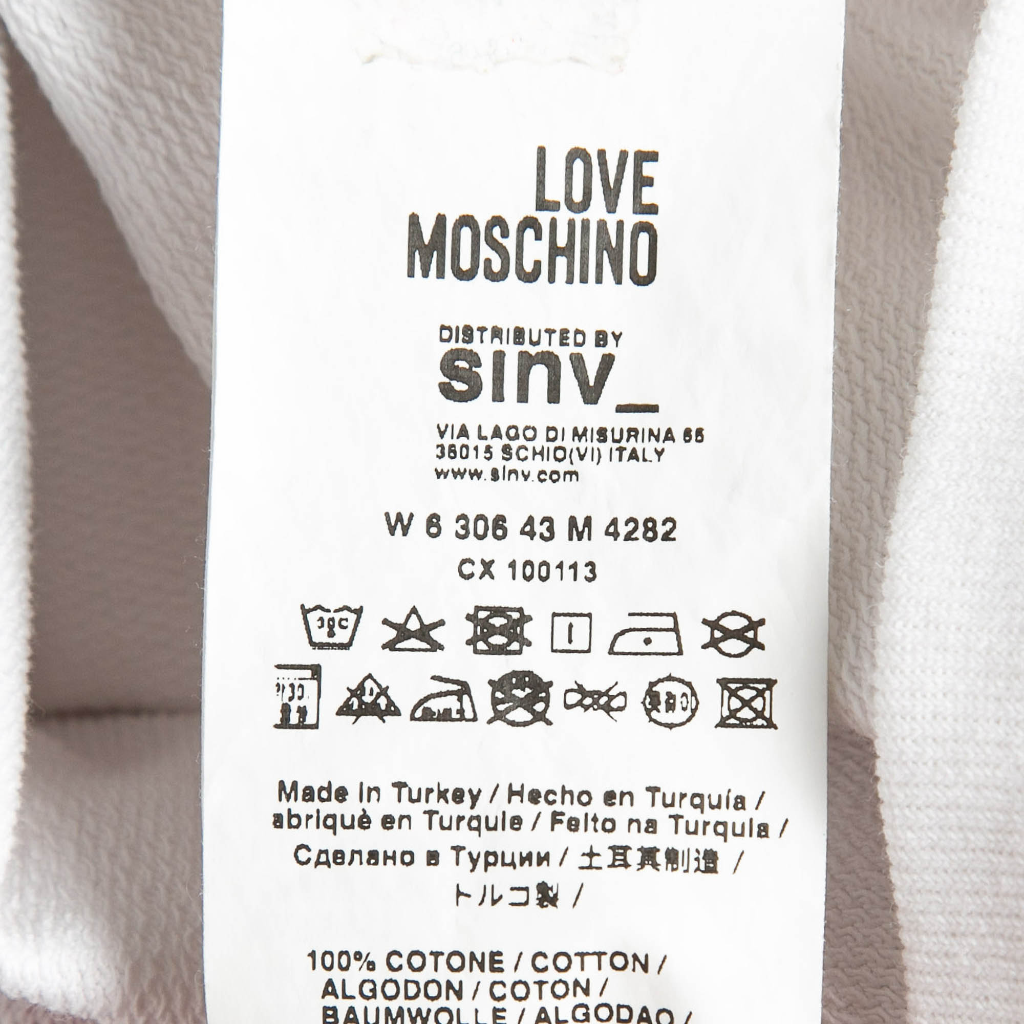 Love Moschino White Printed Cotton Knit Sweatshirt S