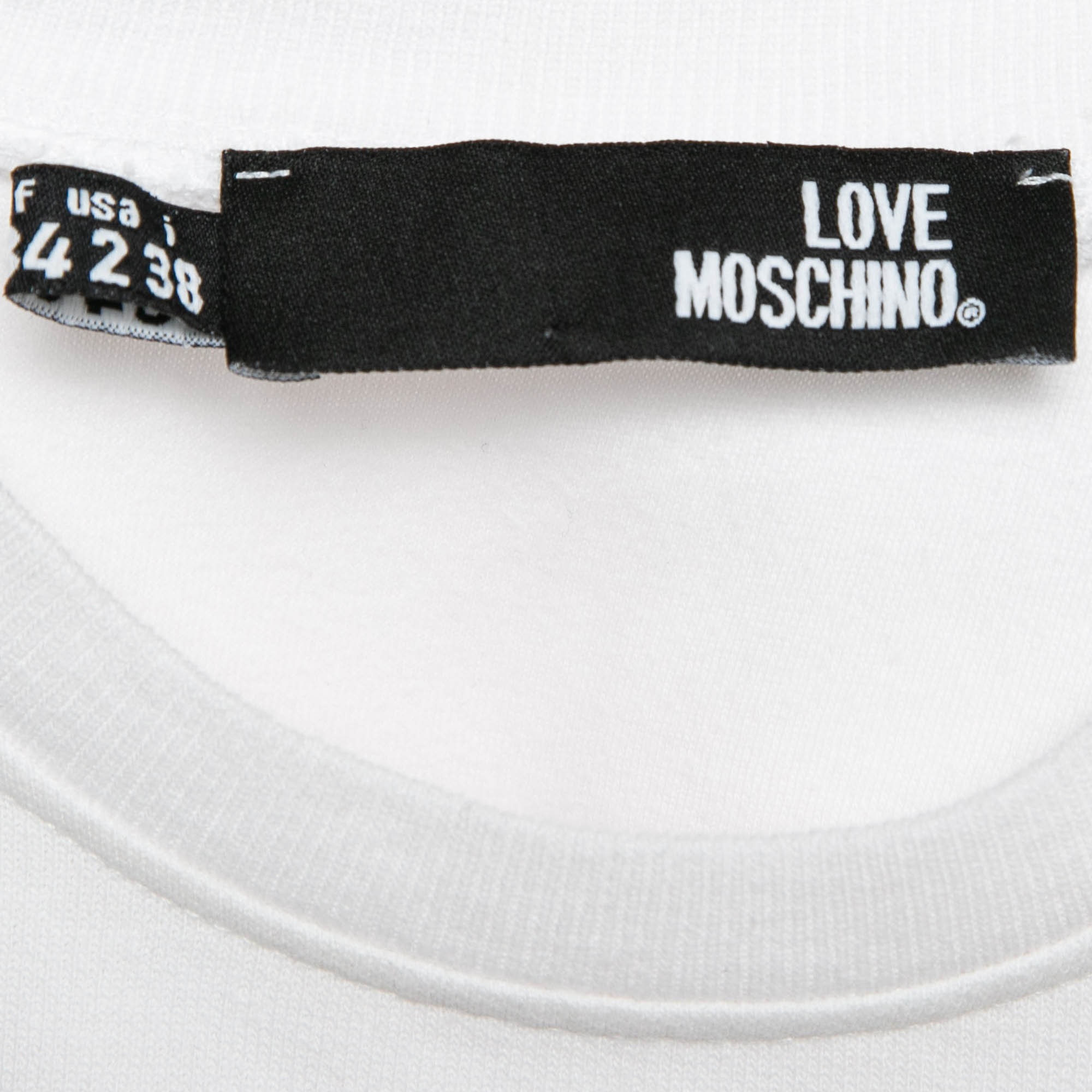 Love Moschino White Printed Cotton Knit Sweatshirt S