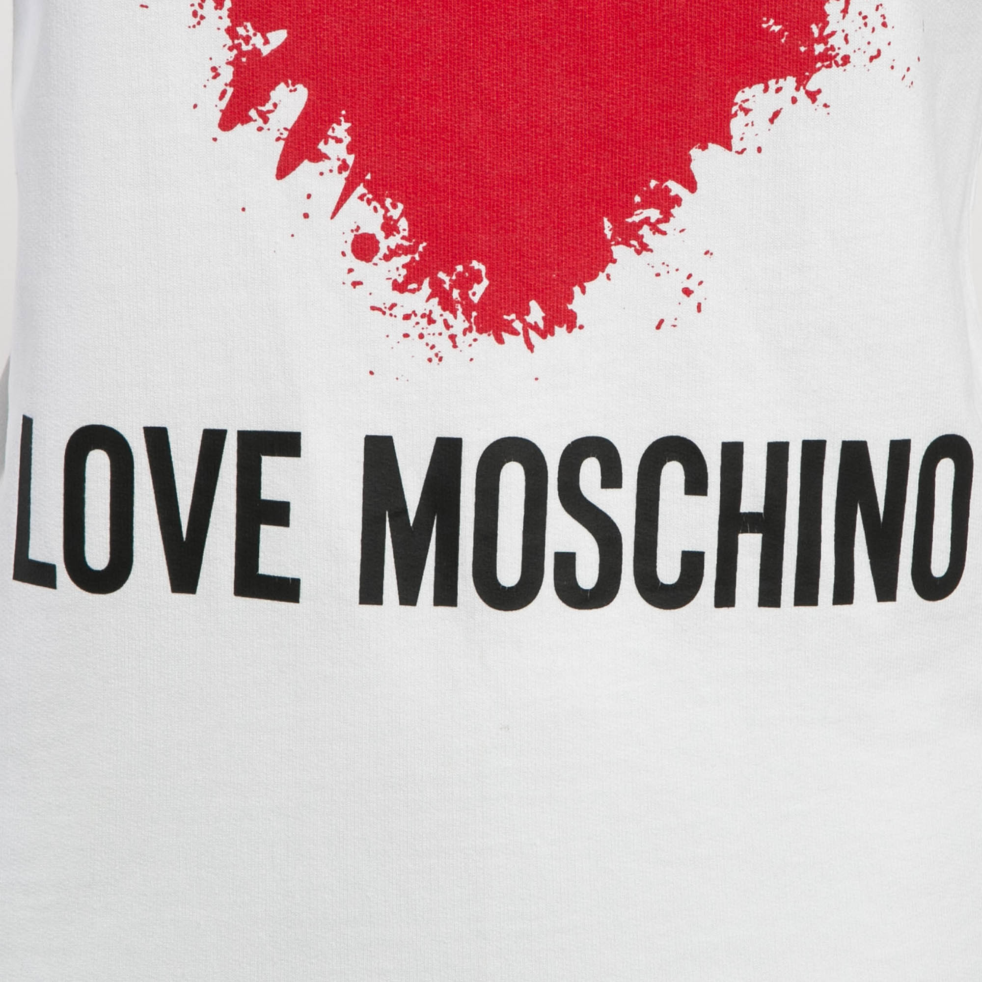 Love Moschino White Printed Cotton Knit Sweatshirt S