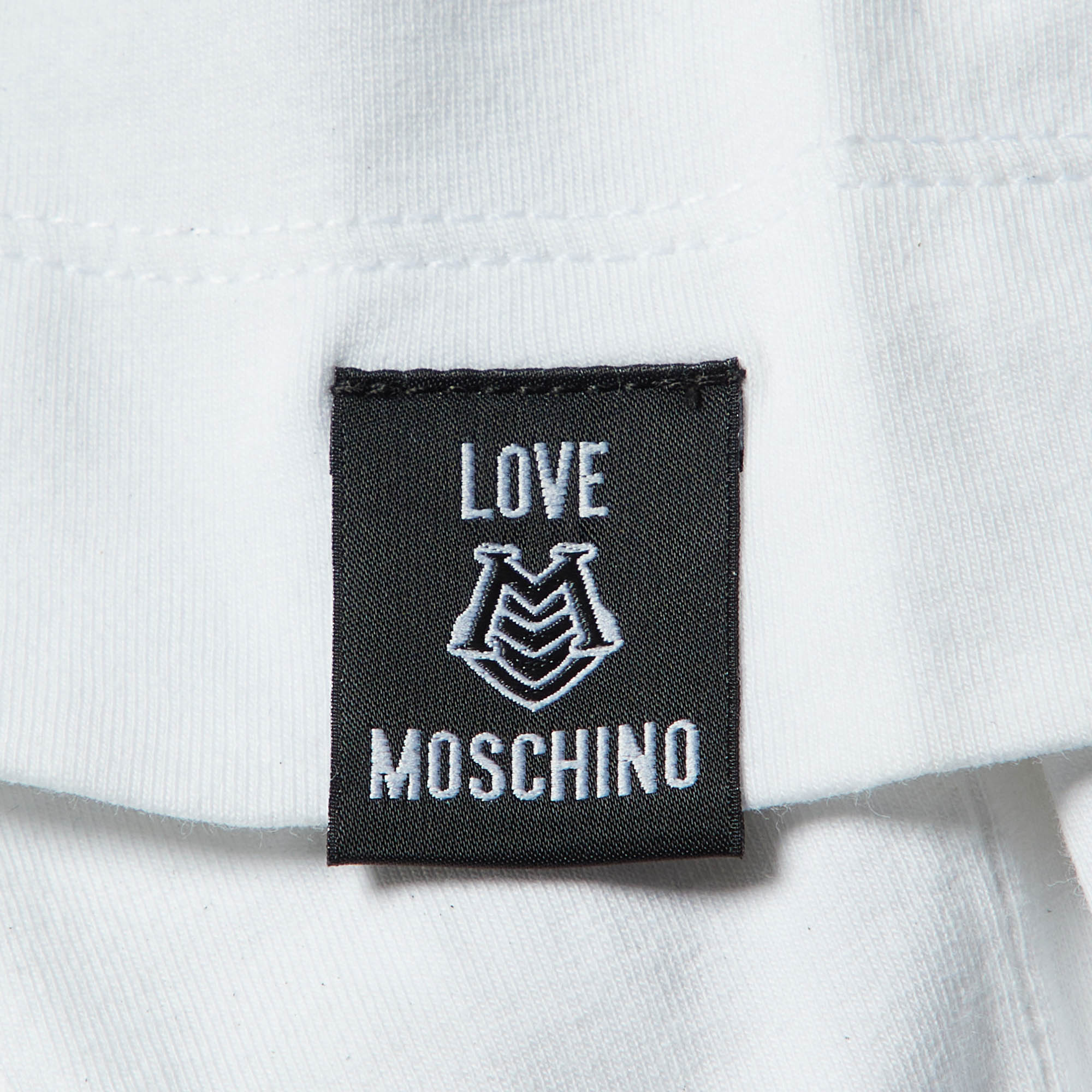 Love Moschino White Printed Cotton Crew Neck T-Shirt S