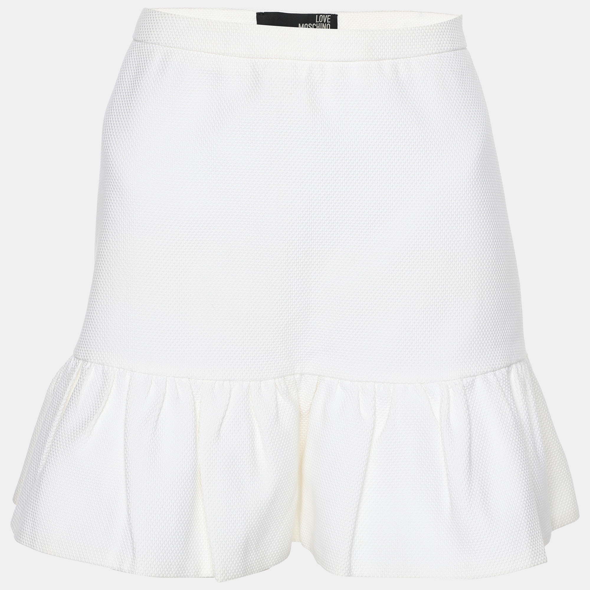 Love Moschino White Textured Cotton Pleated Bottom Mini Skirt M
Love Moschino White Textured Cotton Pleated Bottom Mini Skirt M