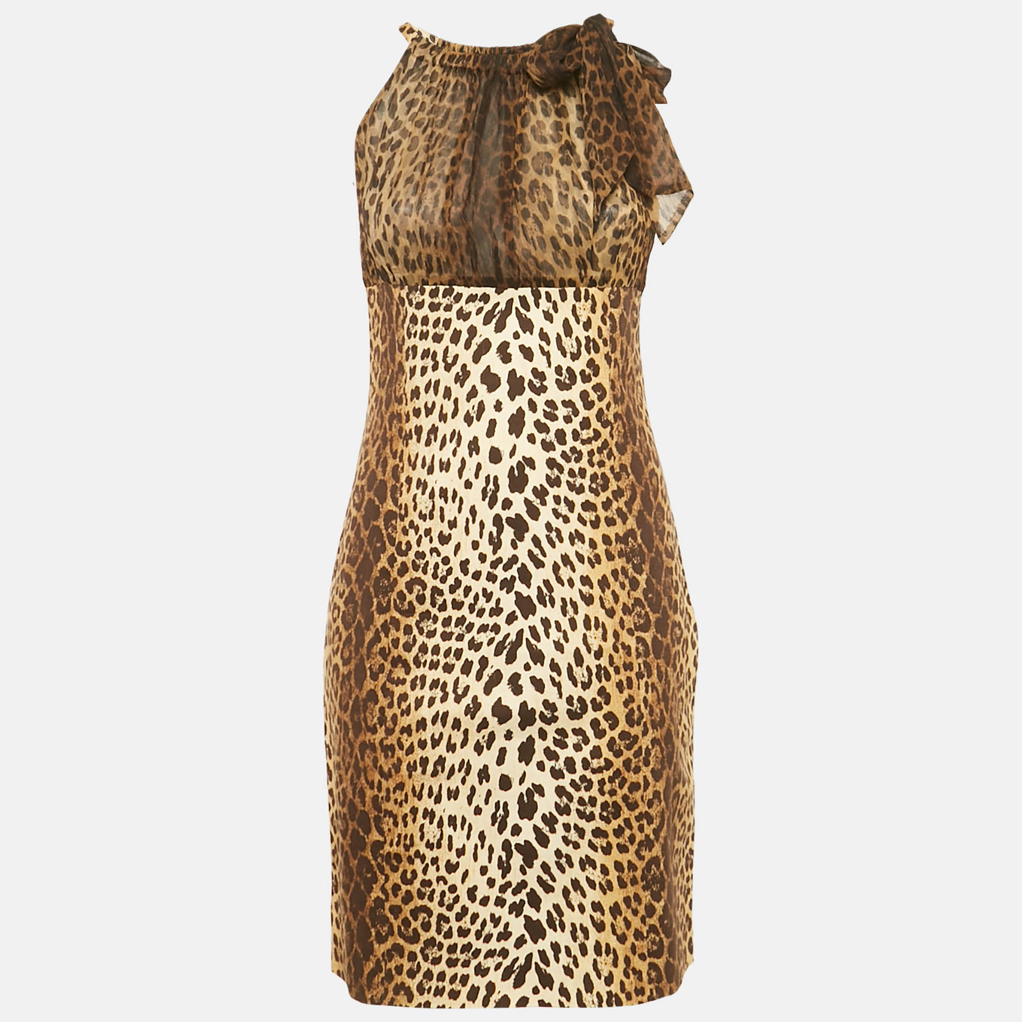 Love Moschino Brown Leopard Printed Cotton & Silk Halterneck Dress M
Love Moschino Brown Leopard Printed Cotton & Silk Halterneck Dress M