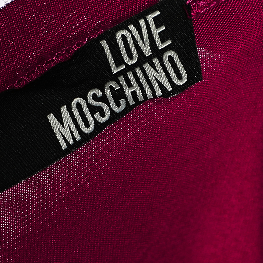 Love Moschino Magenta Printed Modal Knit T-Shirt S