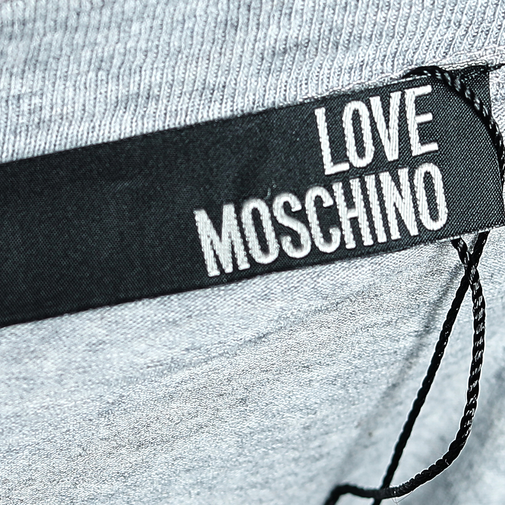 Love Moschino Grey Printed Cotton Long Sleeve T-Shirt L