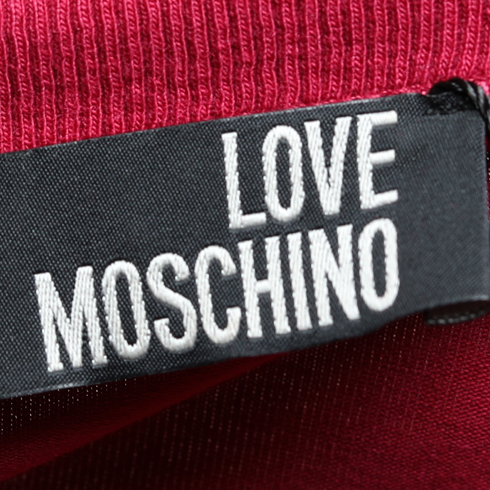 Love Moschino Pink & Black Cotton Shrug Detail T-Shirt M