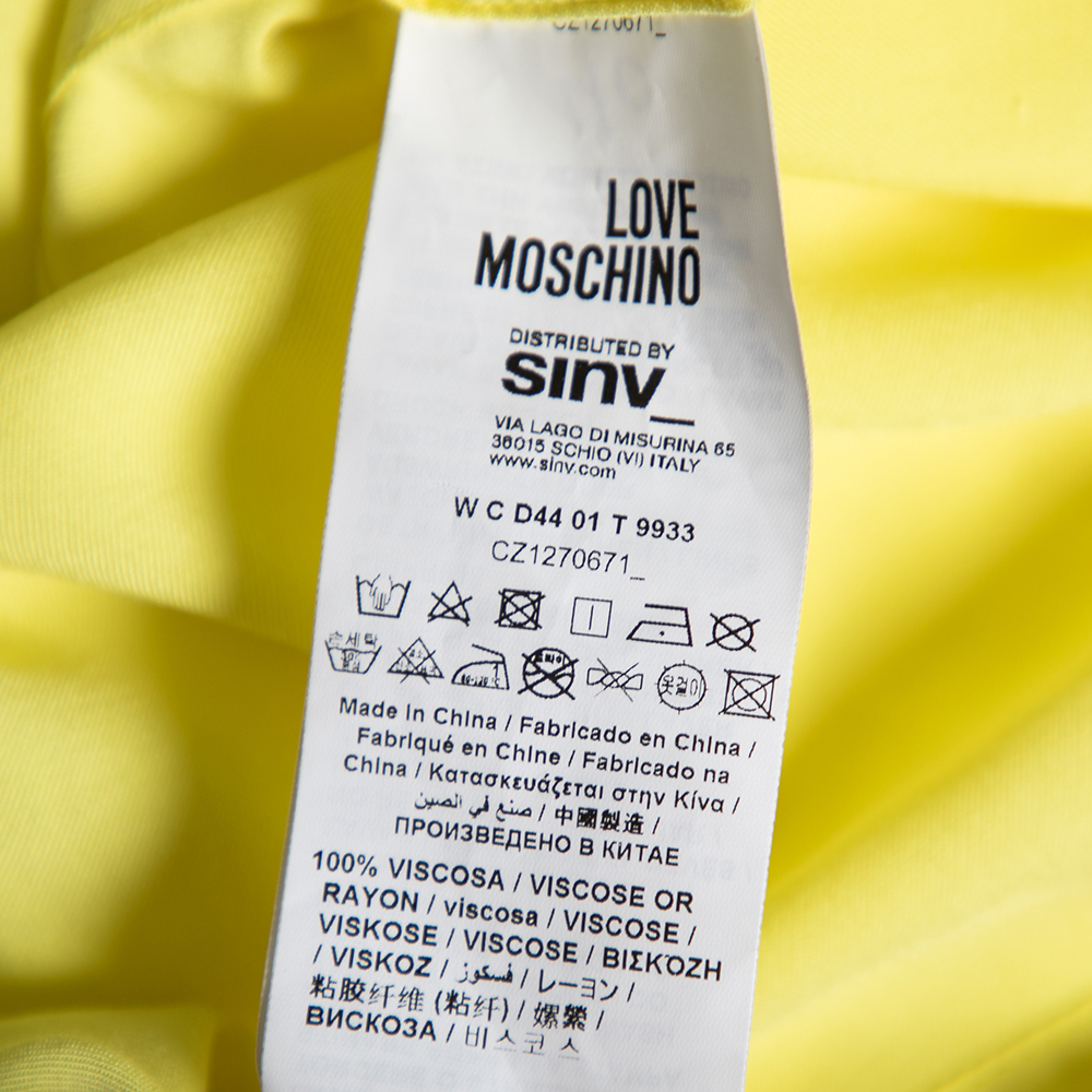 Love Moschino Yellow Printed Twill Sleeveless Shirt L