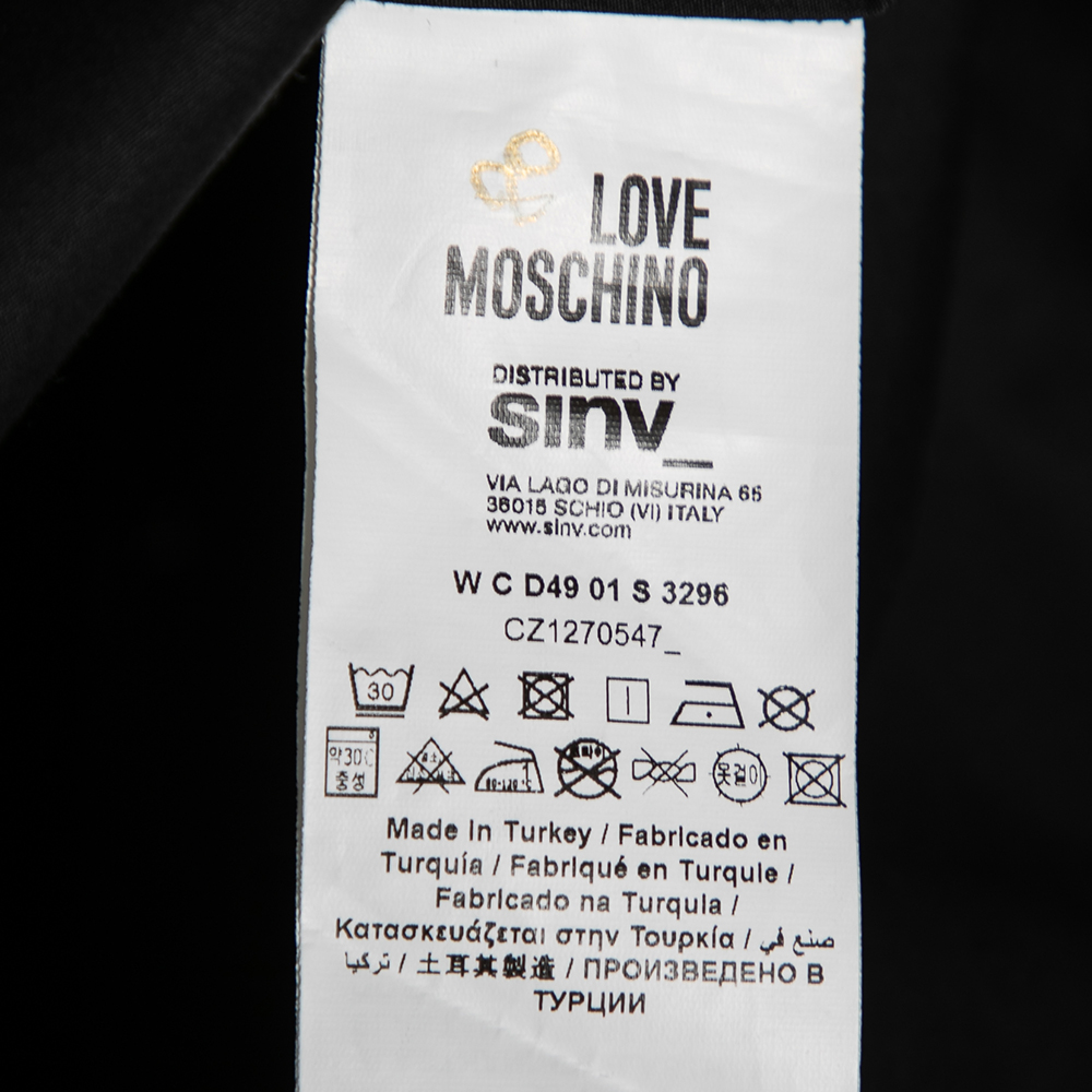 Love Moschino Black Cotton Heart Embroidered Sleeveless Shirt L