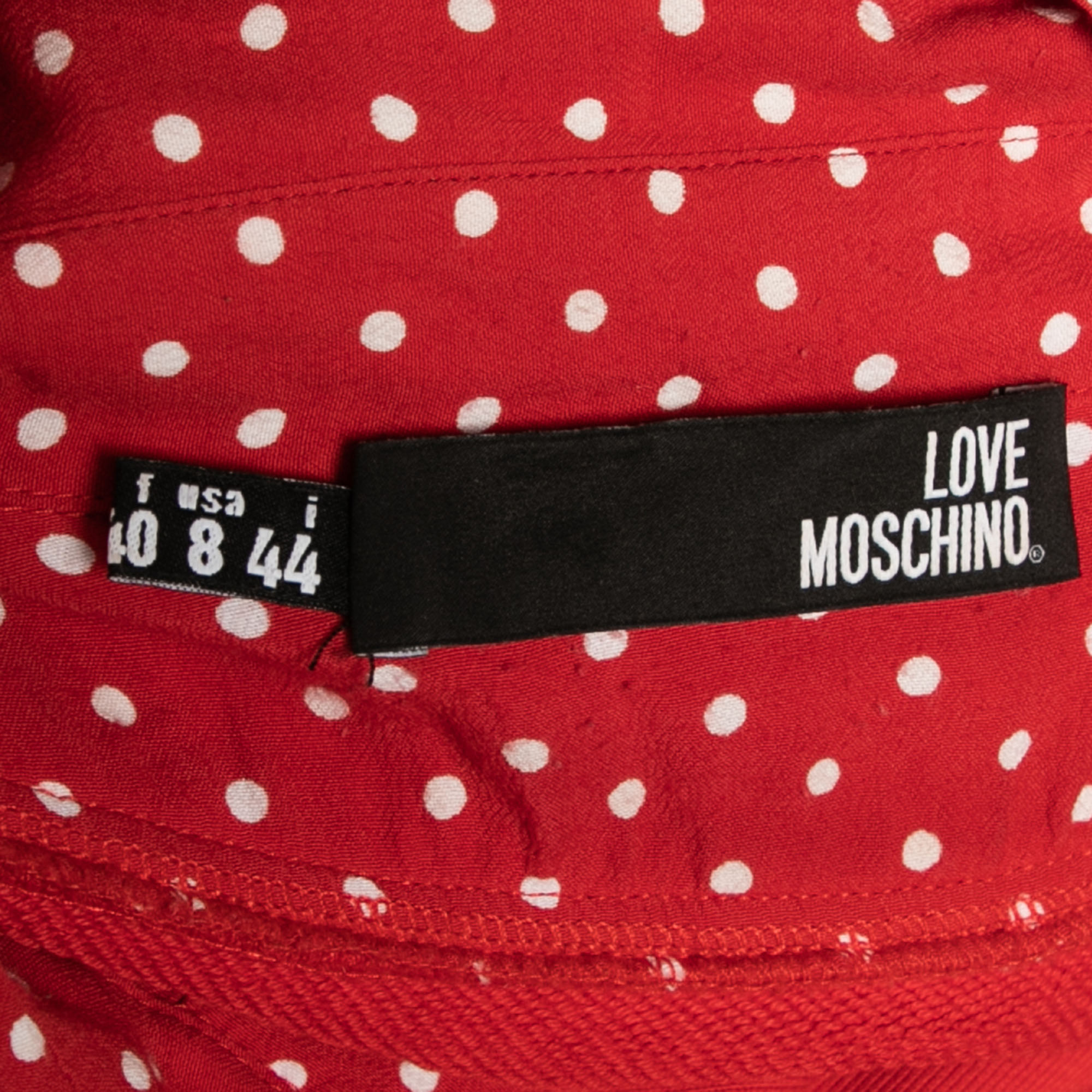 Love Moschino Red Cotton & Crepe Inset Short Sleeve Dress M