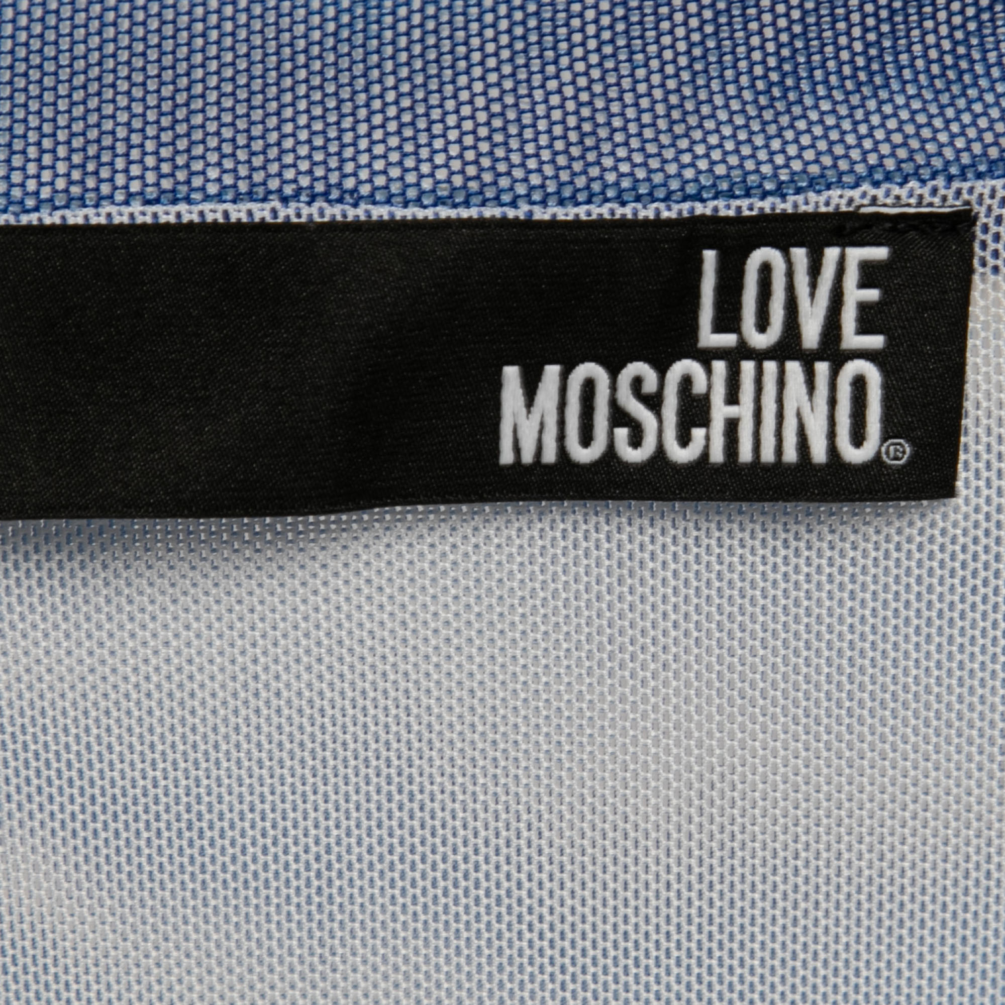 Love Moschino Blue Tye-Dye Effect Mesh T-Shirt S