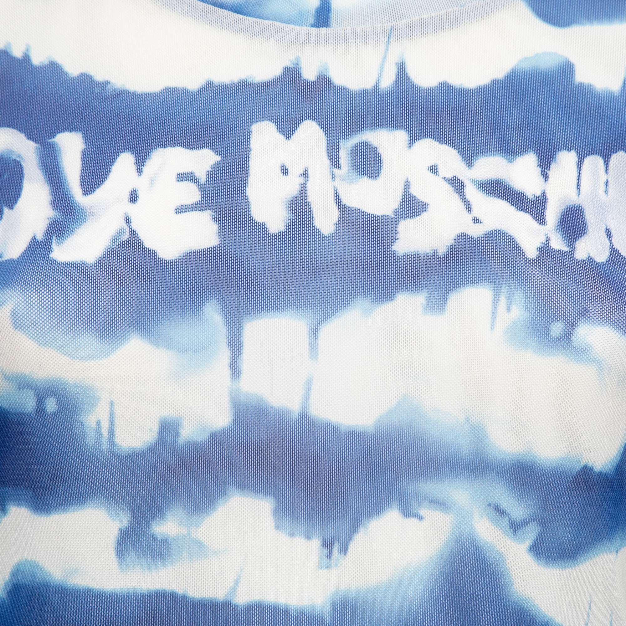 Love Moschino Blue Tye-Dye Effect Mesh T-Shirt S