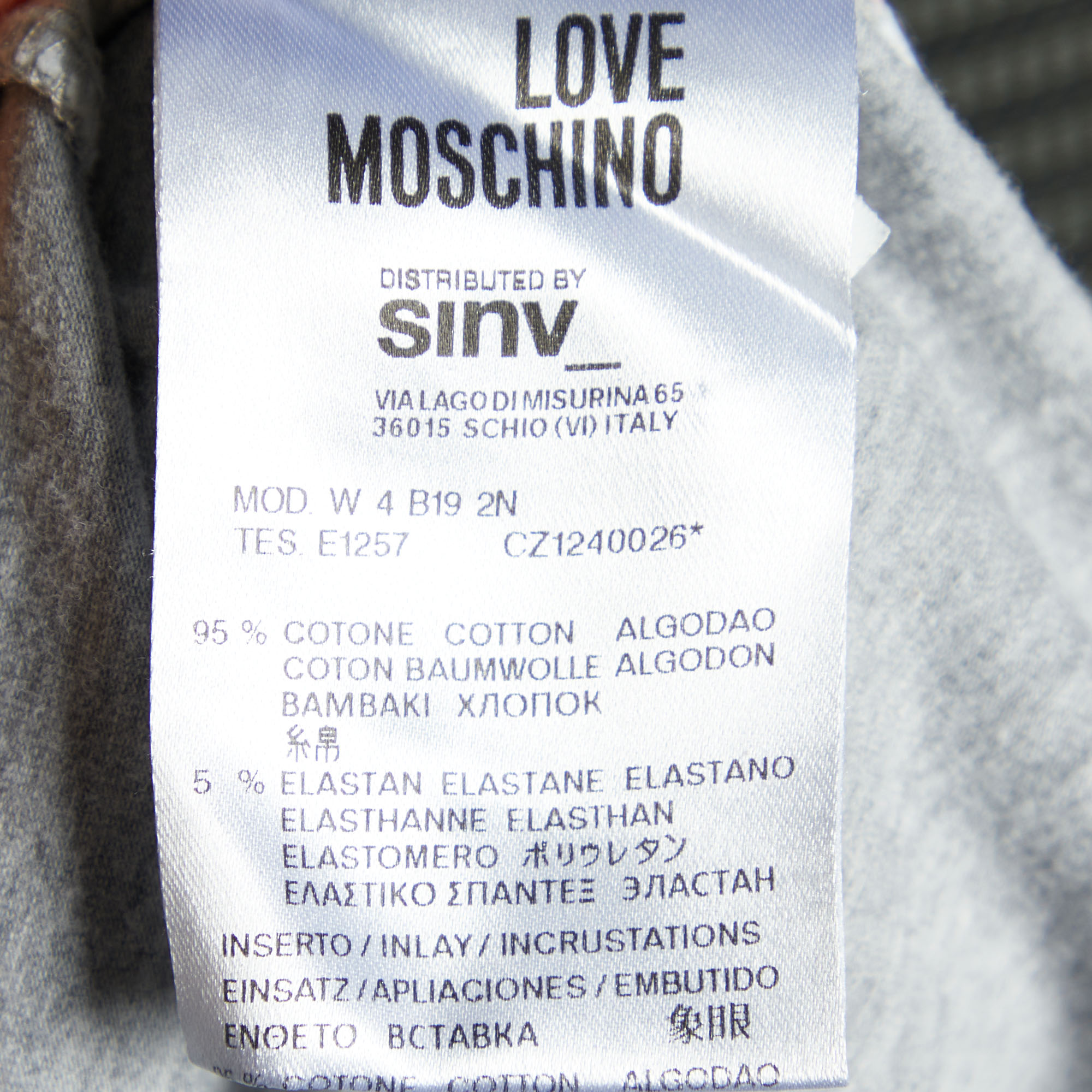 Love Moschino Grey Printed Cotton Knit Round Neck T-Shirt S