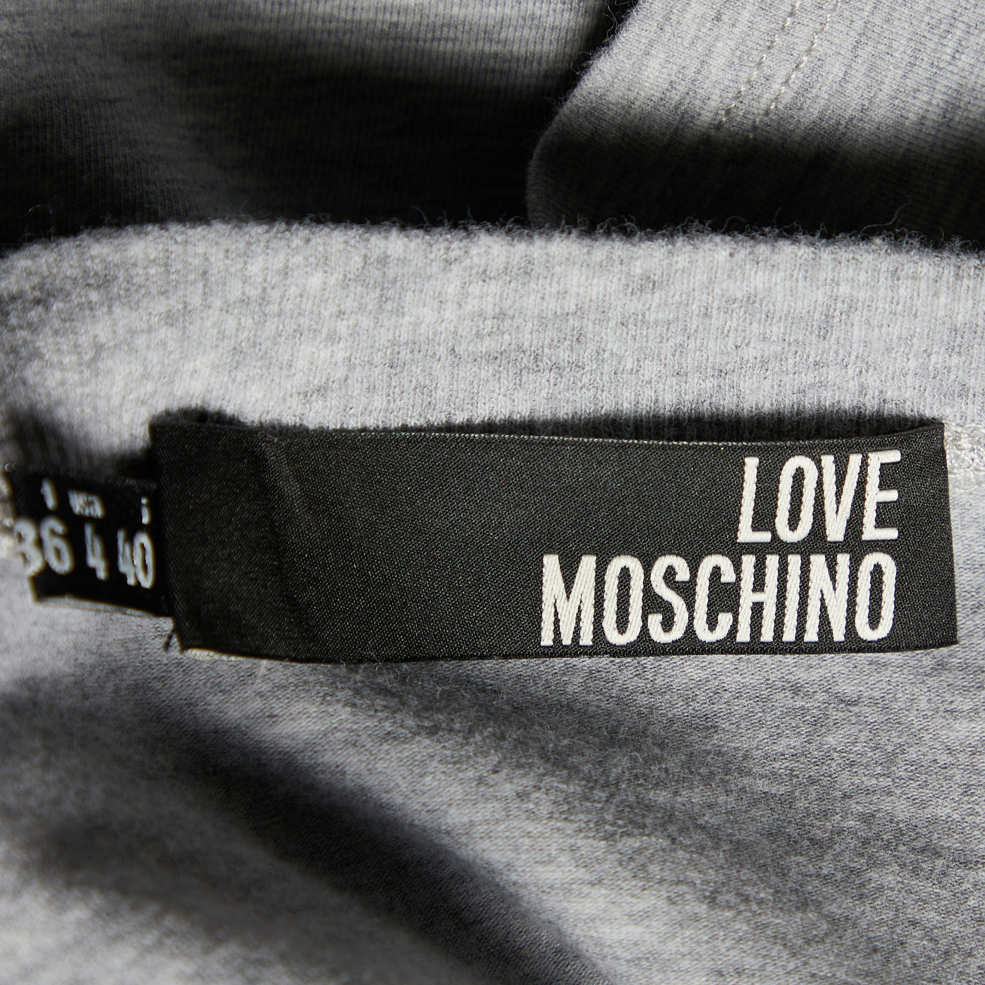 Love Moschino Grey Printed Cotton Knit Round Neck T-Shirt S