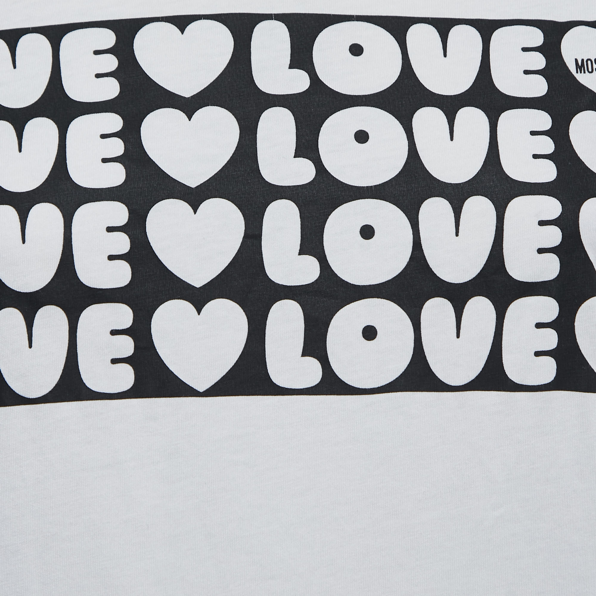 Love Moschino White Love Print Cotton Crew Neck T-Shirt S