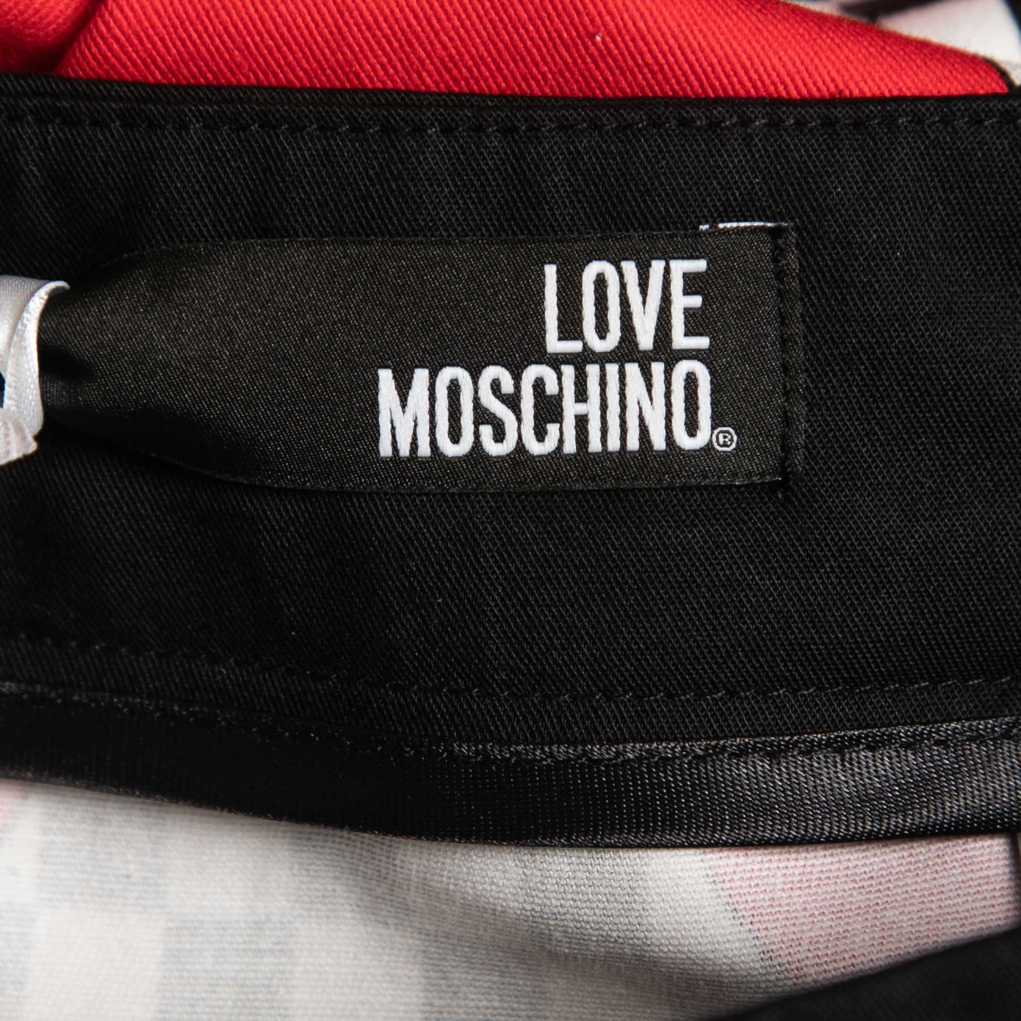 Love Moschino Black Hearts Print Cotton Mini Skirt S