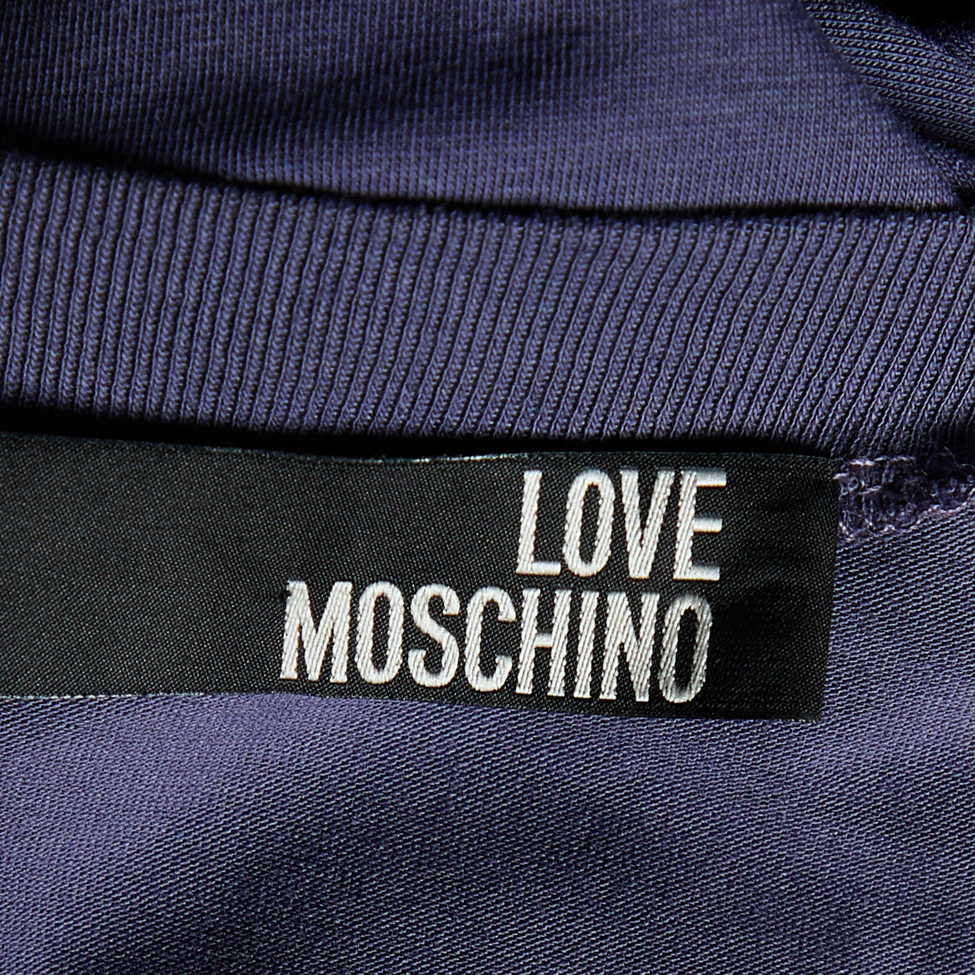 Love Moschino Purple Logo Embroidered Cotton Knit Sleeveless Mini Dress M