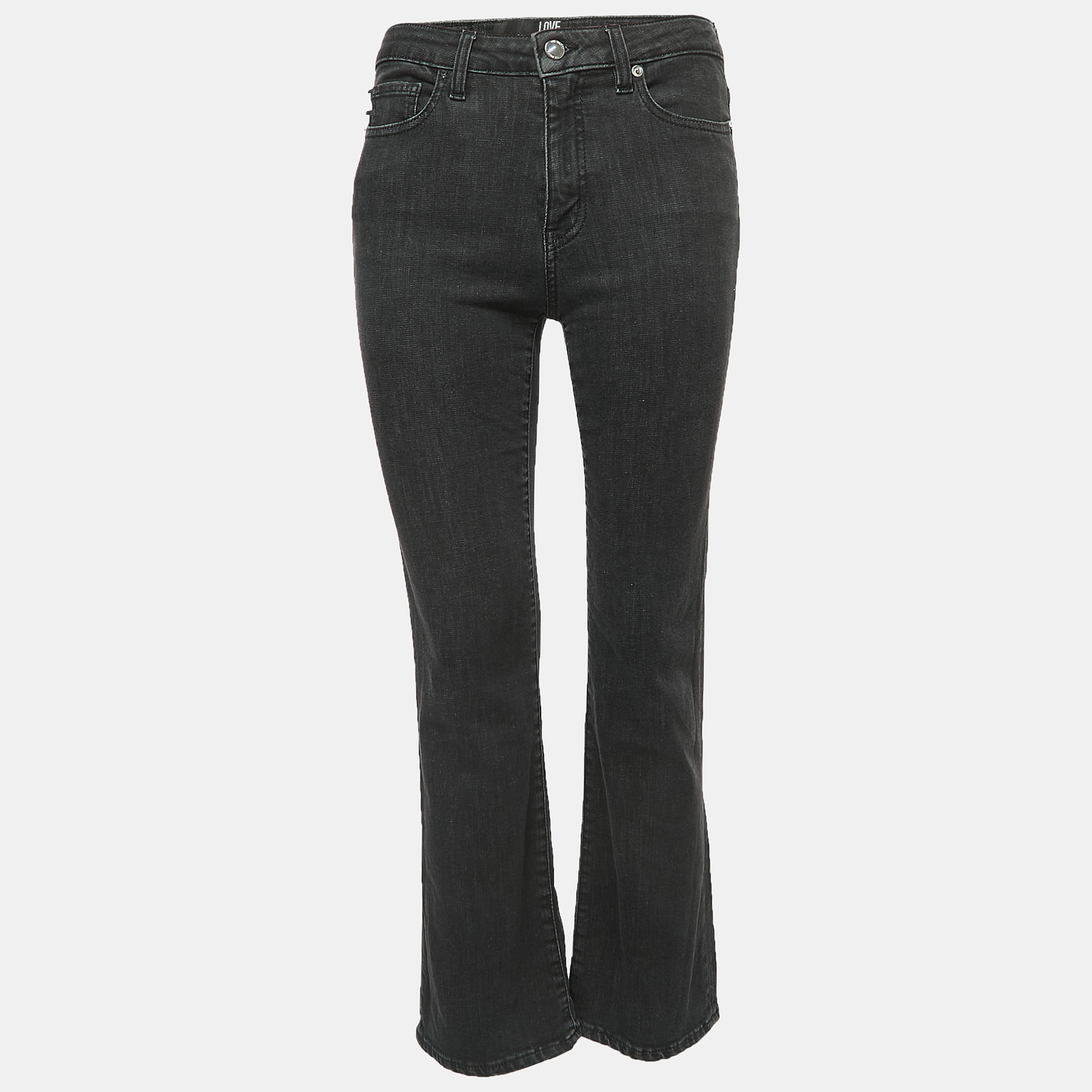Love Moschino Black Washed Denim Cropped Jeans S Waist 27