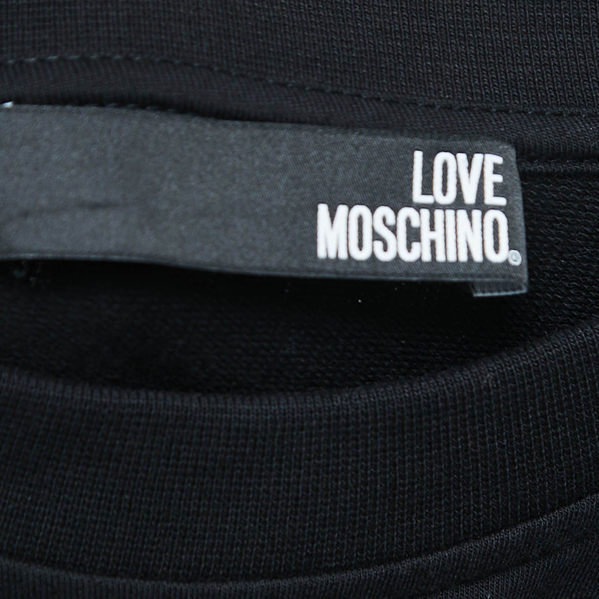 Love Moschino Black Digital Print Cotton Dramatic Sleeve T-Shirt S