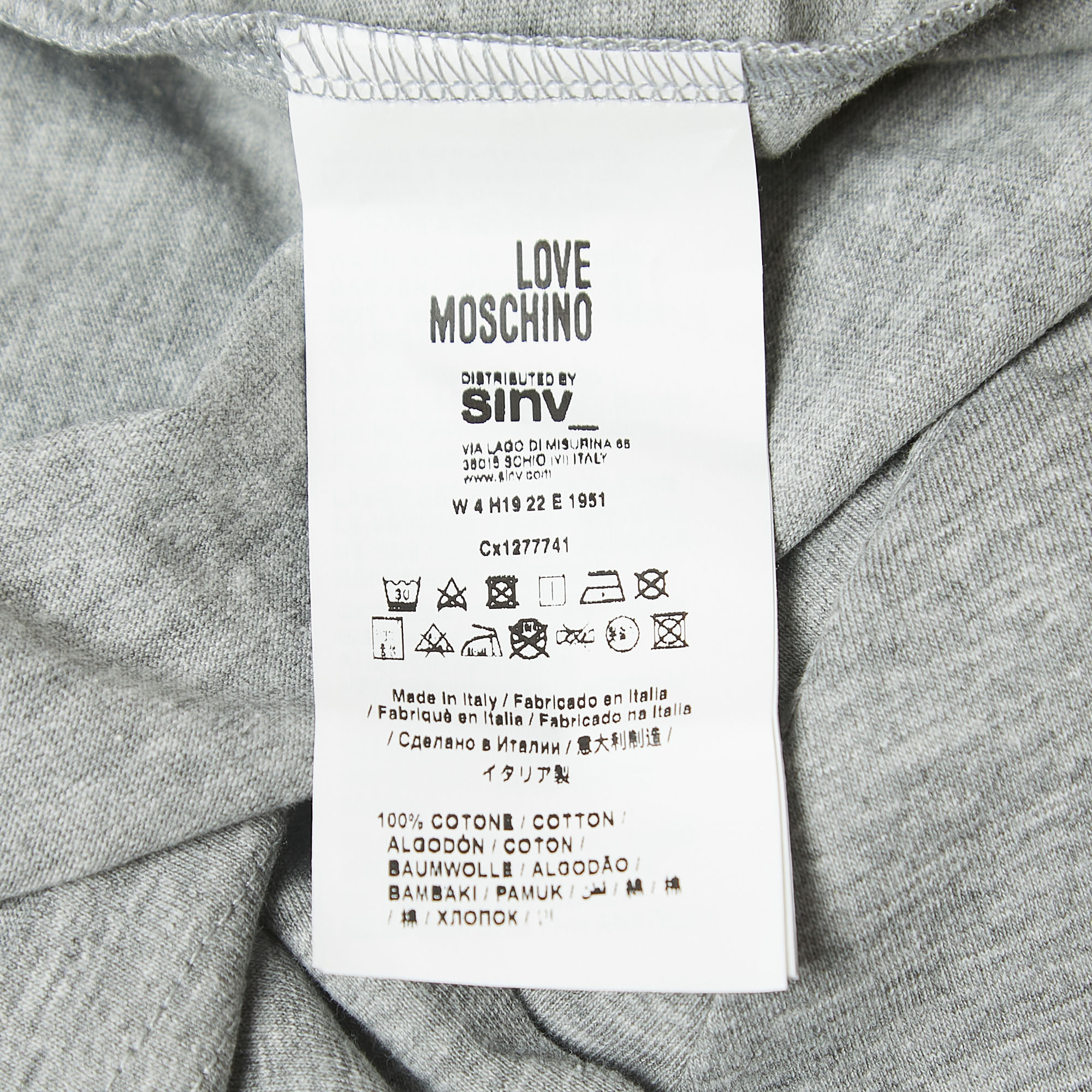 Love Moschino Grey Logo Print Cotton Short Sleeve T-Shirt S