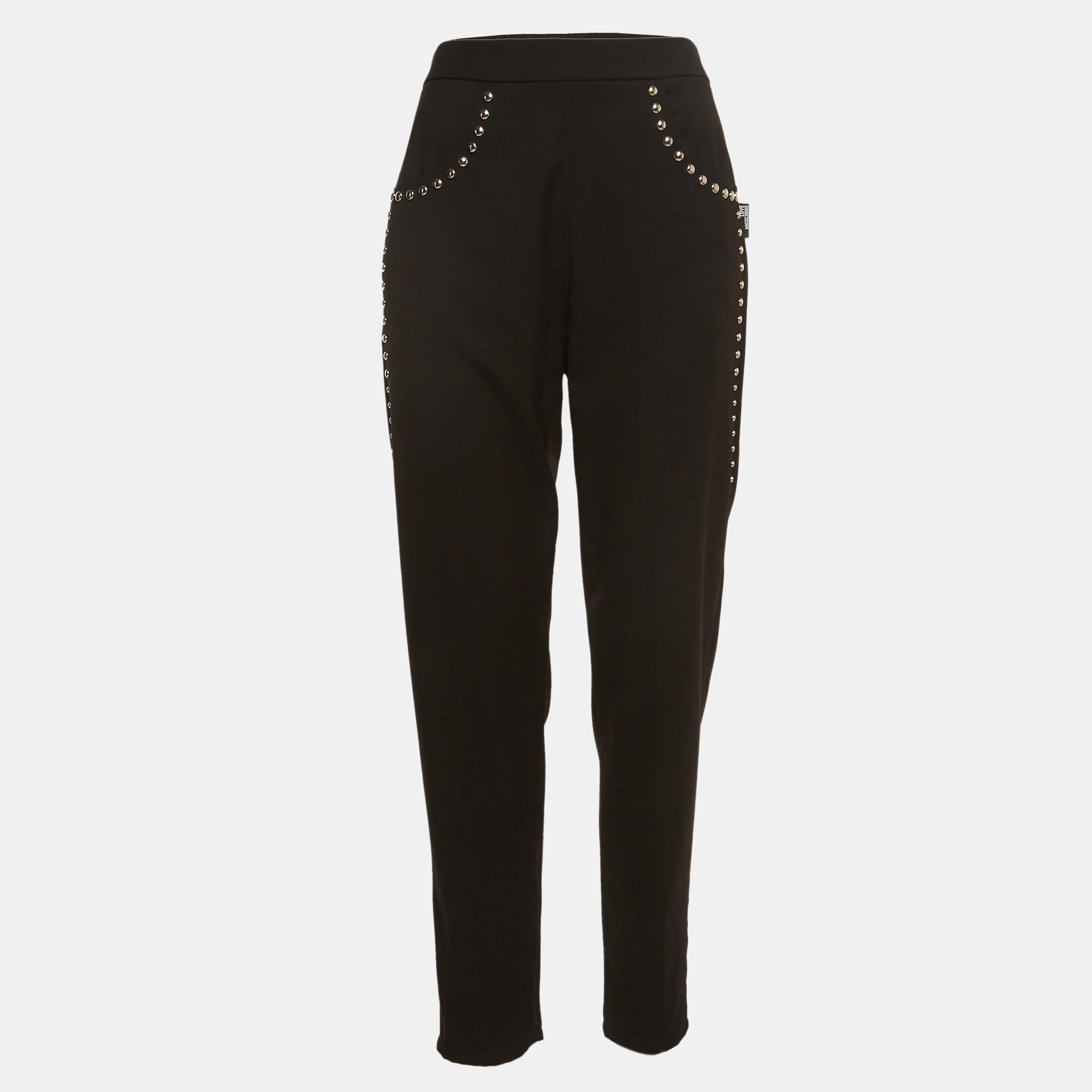 Love moschino black knit metal studded trousers m