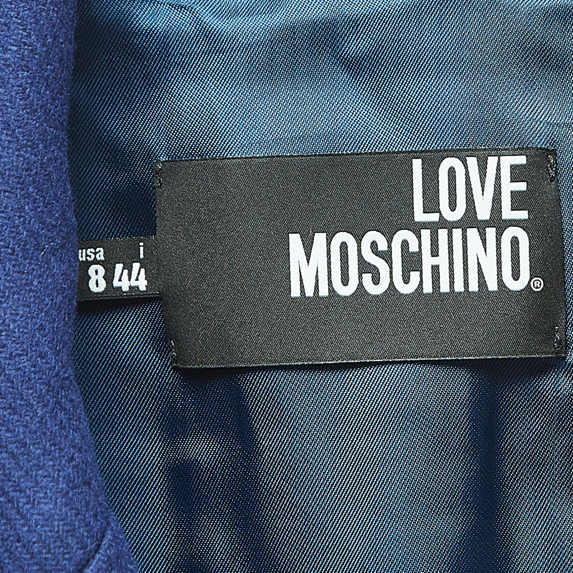 Love Moschino Blue Wool Blend Double Breasted Coat M