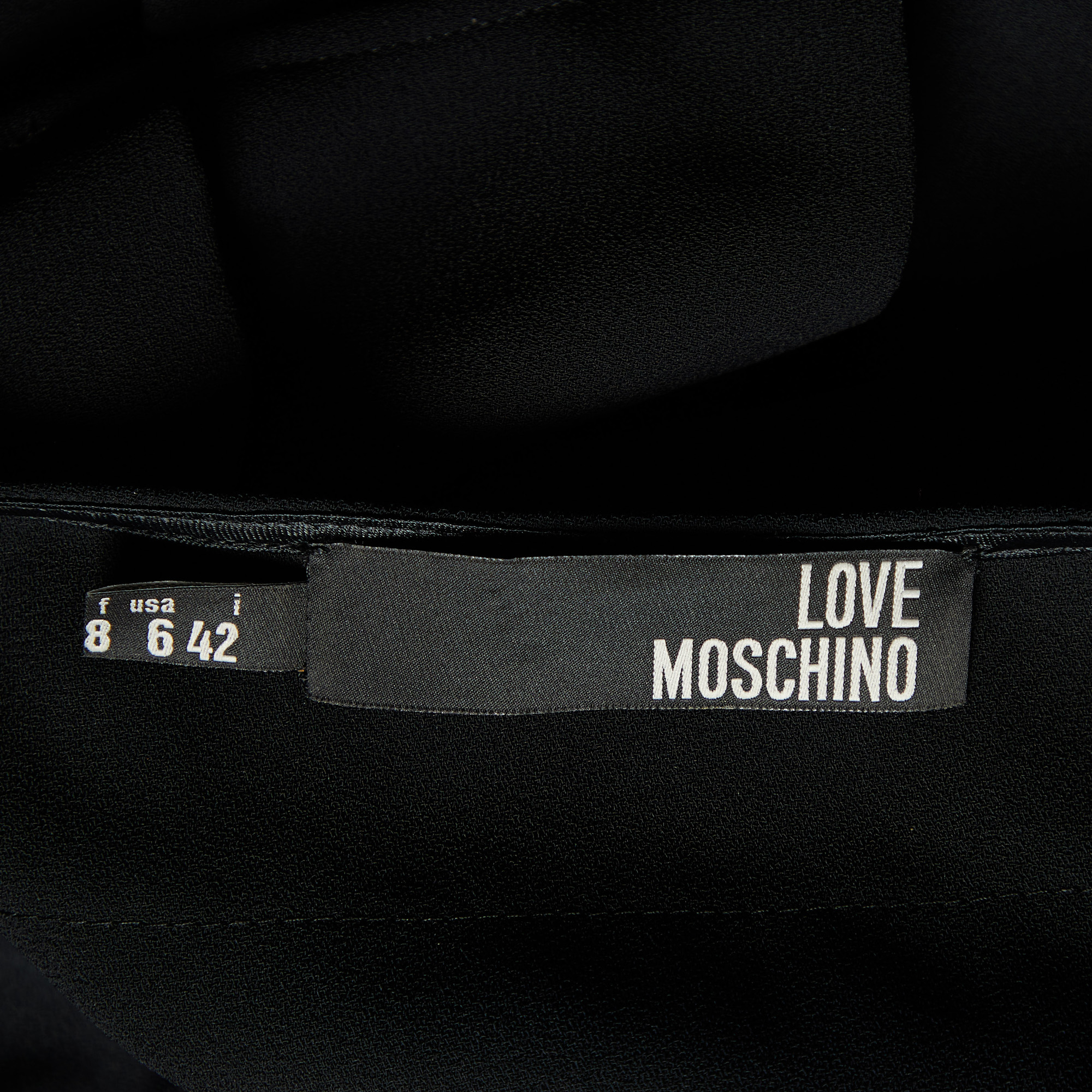 Love Moschino Black Crepe Pleated Sleeveless Dress M