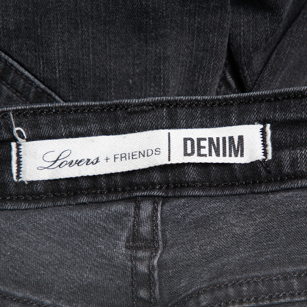 Lovers + Friends Black Denim Distressed Skinny Ricky Jeans M
