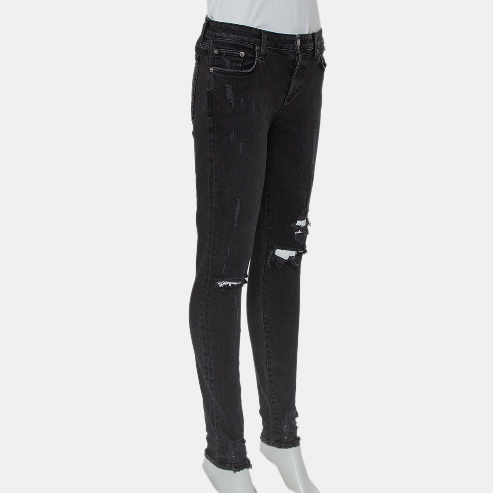 Lovers + Friends Black Denim Distressed Skinny Ricky Jeans M