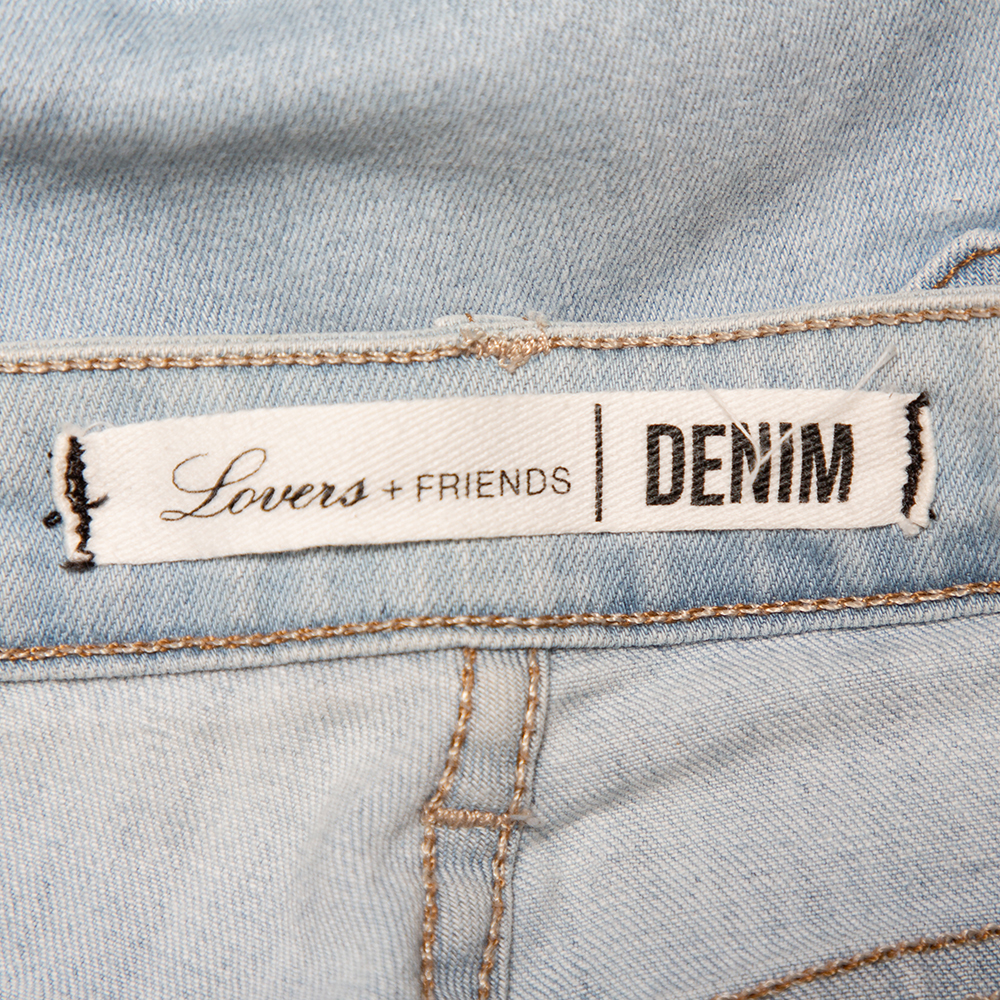 Lovers + Friends Blue Light Wash Denim Distressed Skinny Jeans M