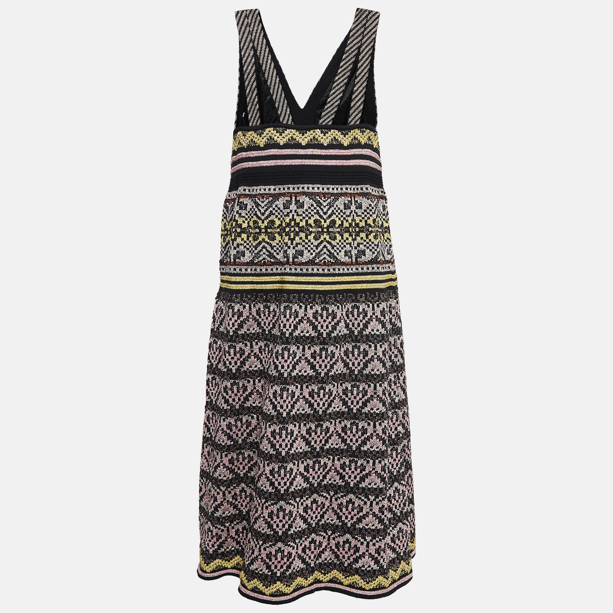 M Missoni Multicolor Patterned Lurex Knit Sleeveless Midi Dress M