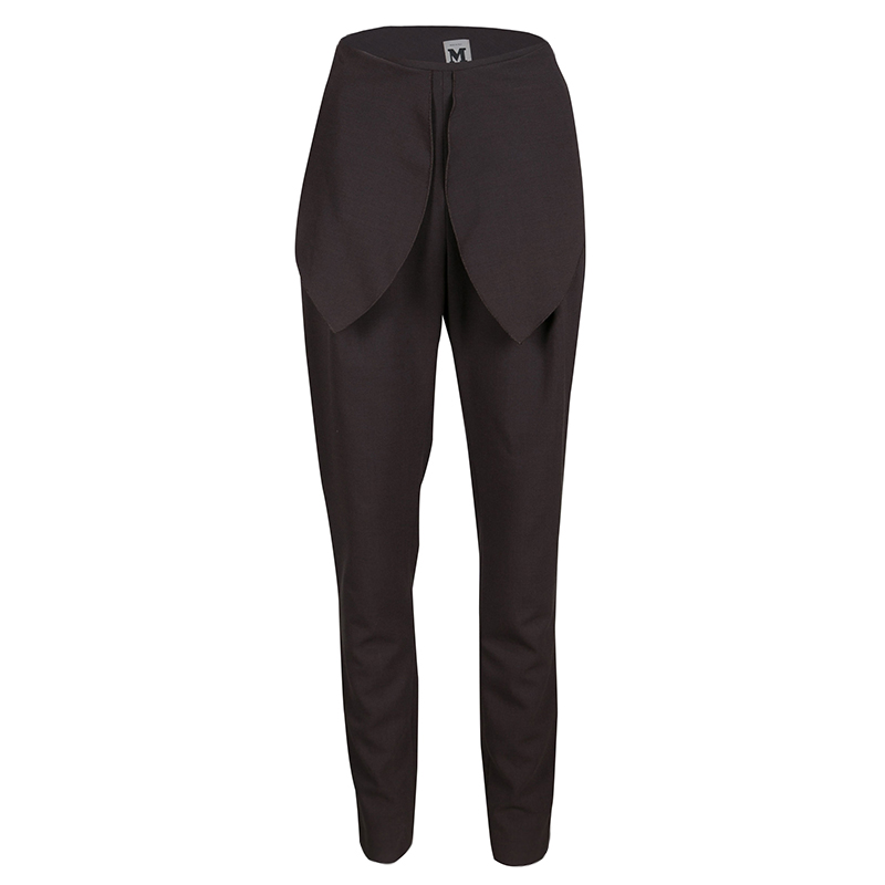 Image of M Missoni Brown Drape Detail High Waist Pants M