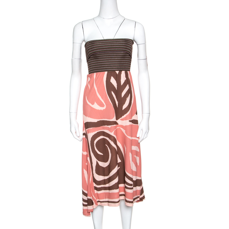 Image of M Missoni Multicolor Knit Ribbed Bodice Detail Strapless Dress L