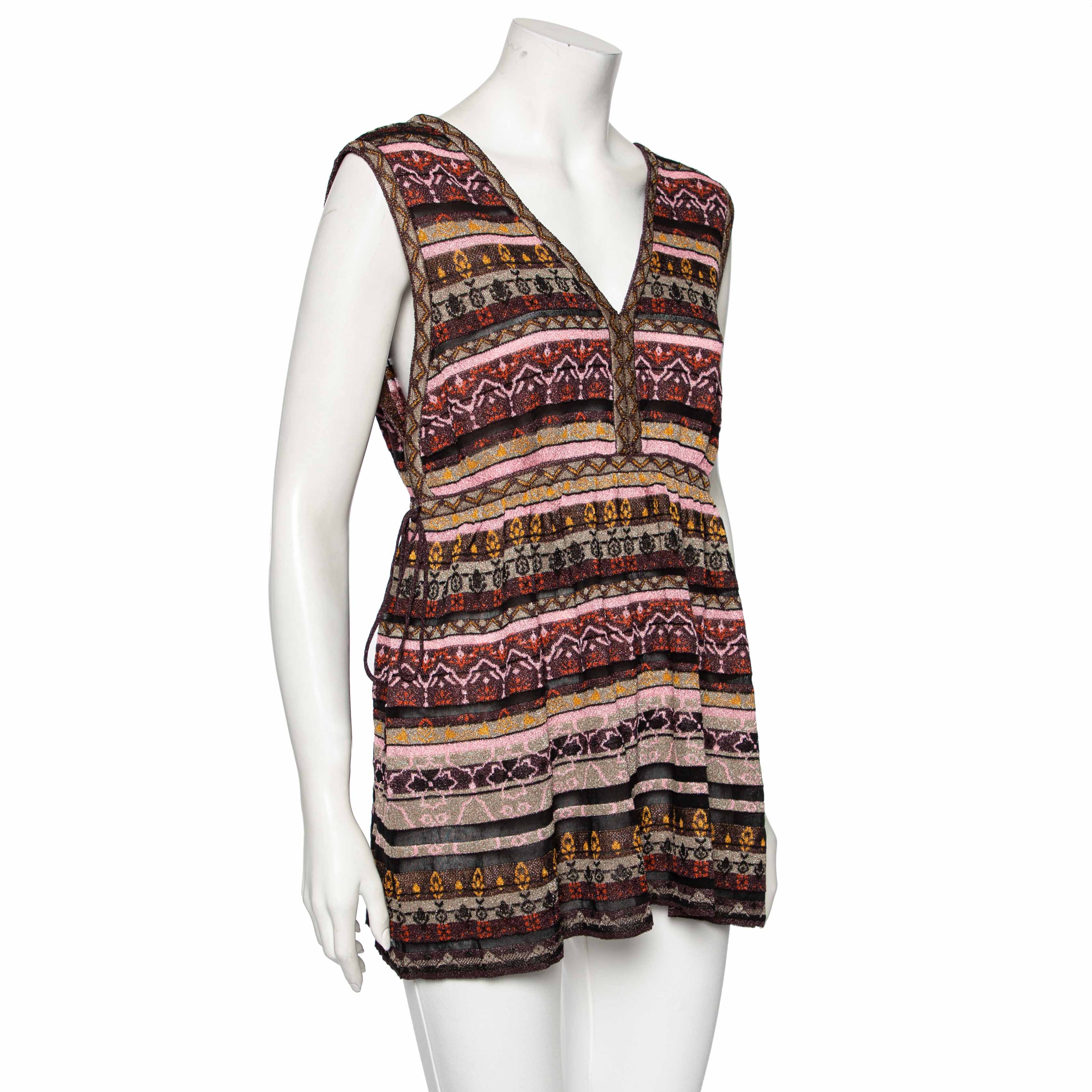 M Missoni Multicolored Lurex Knit Sleeveless Top L