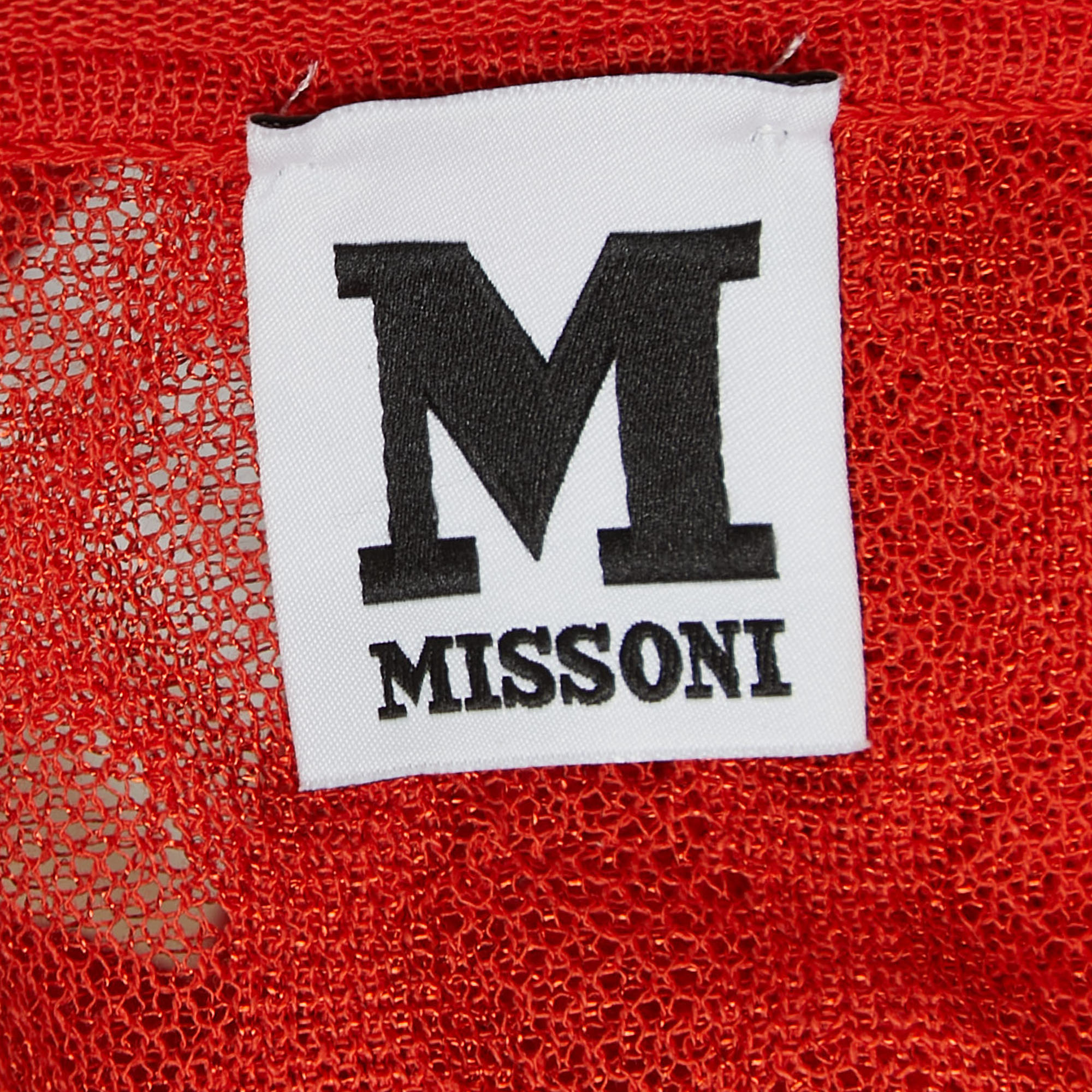 M Missoni Orange Knit Belted Kaftan Top XS