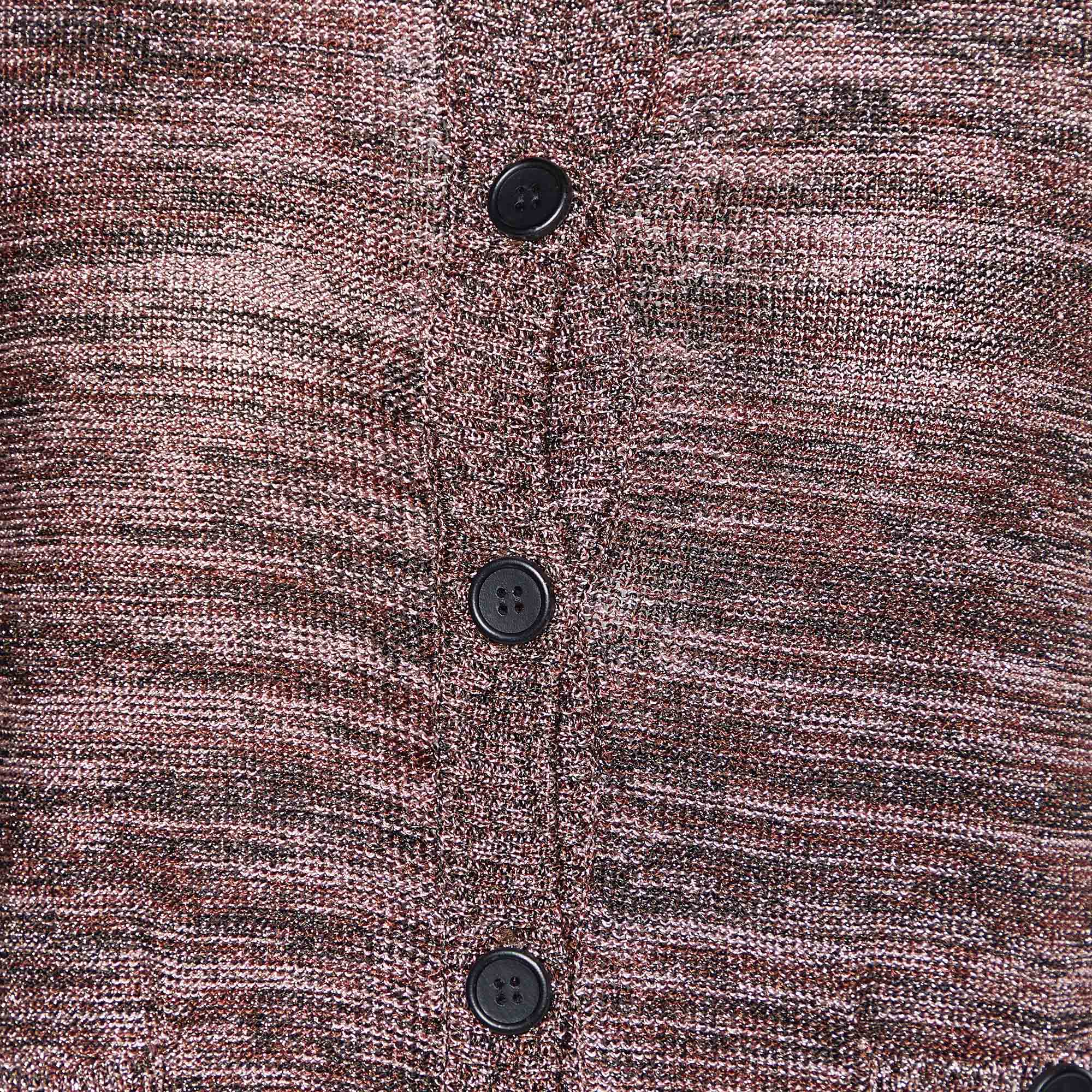 M Missoni Pink & Brown Lurex Knit Button Front Cardigan M