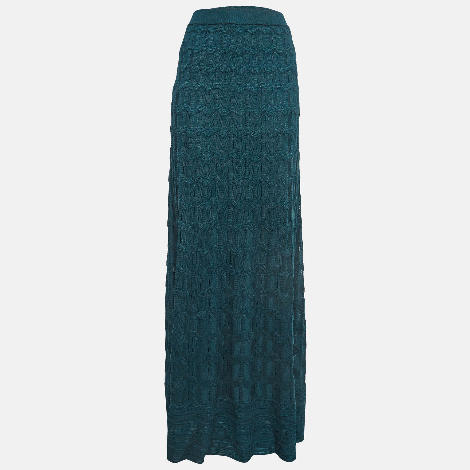 M missoni green patterned knit maxi skirt xl