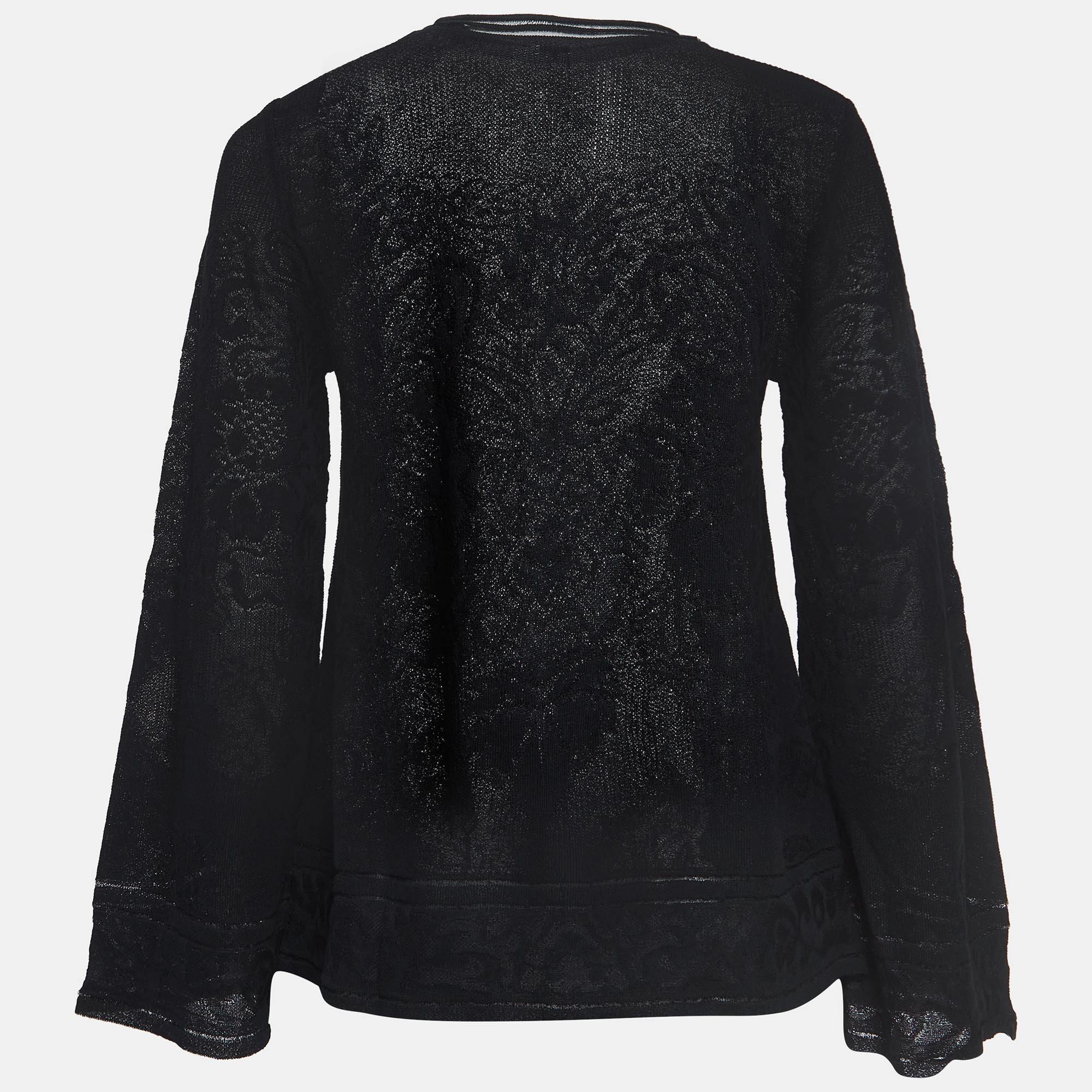 M Missoni Black Floral Stretch Lace Top S